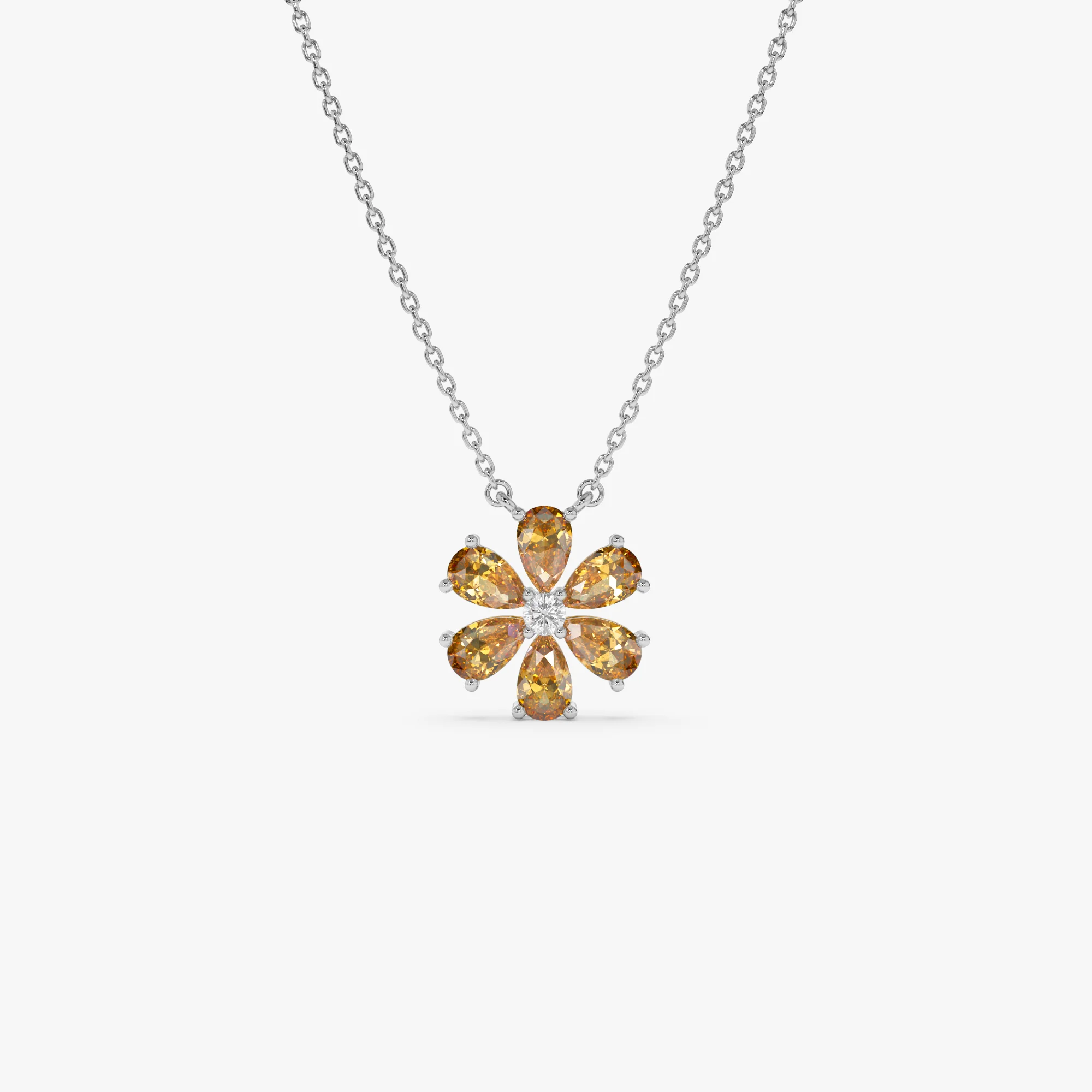 14K Gold Citrine Flower Necklace - Image 5