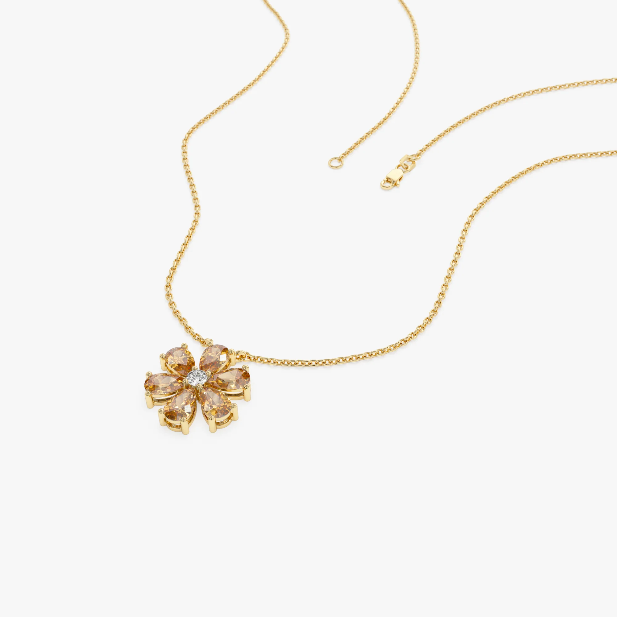 14K Gold Citrine Flower Necklace - Image 7