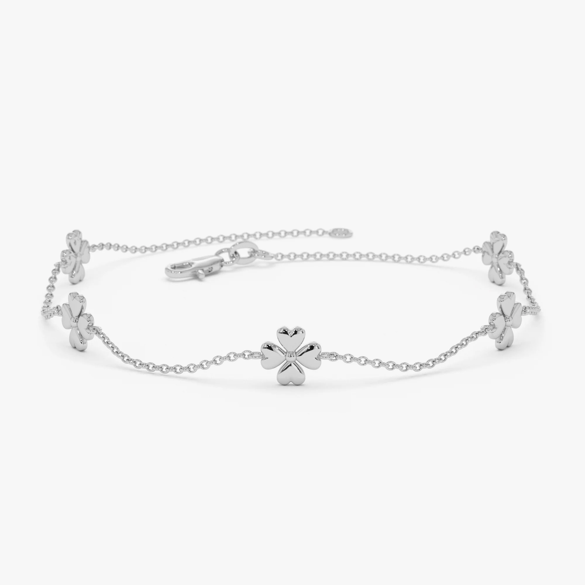 14k Gold Clover Station Bracelet - Image 6