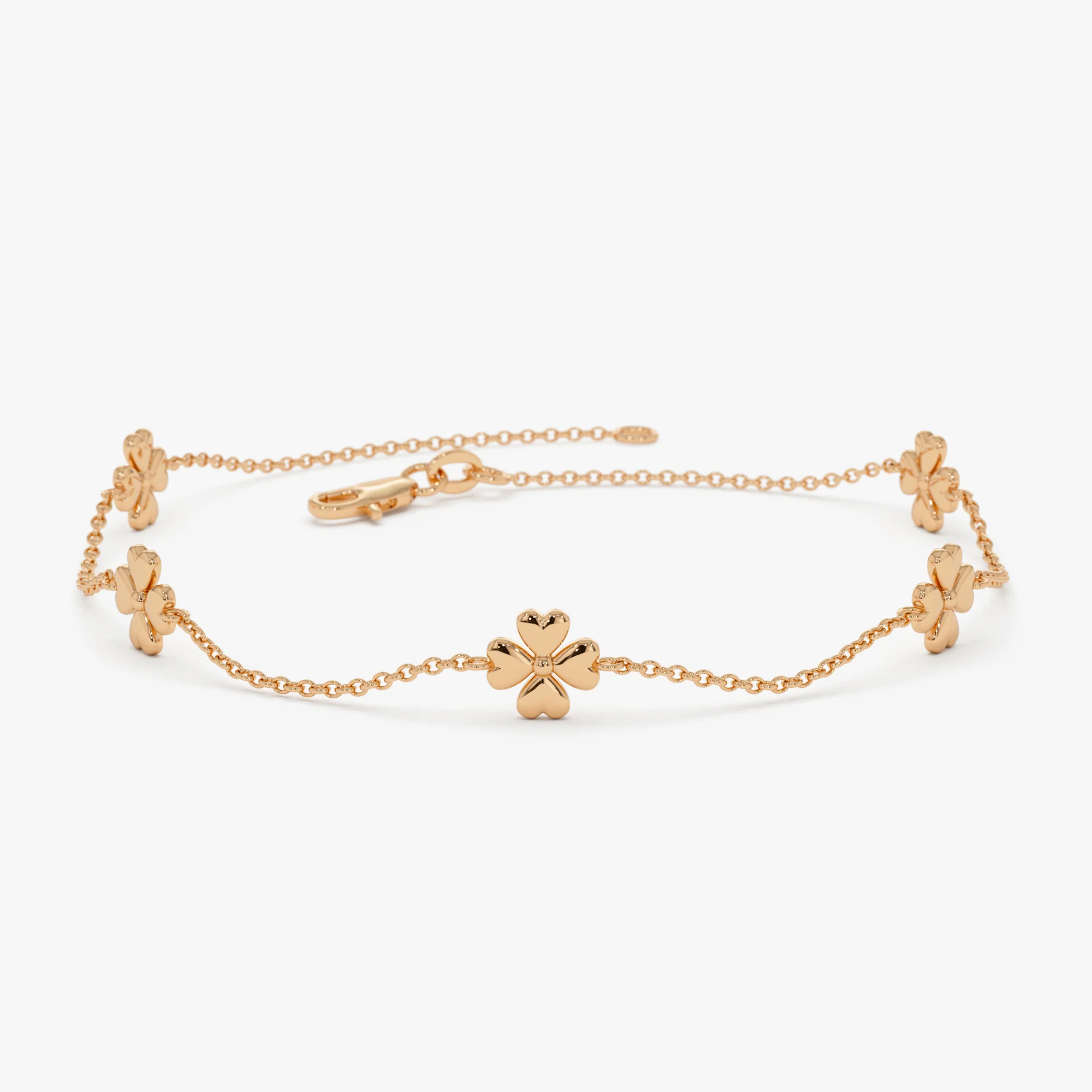 14k Gold Clover Station Bracelet - Image 7