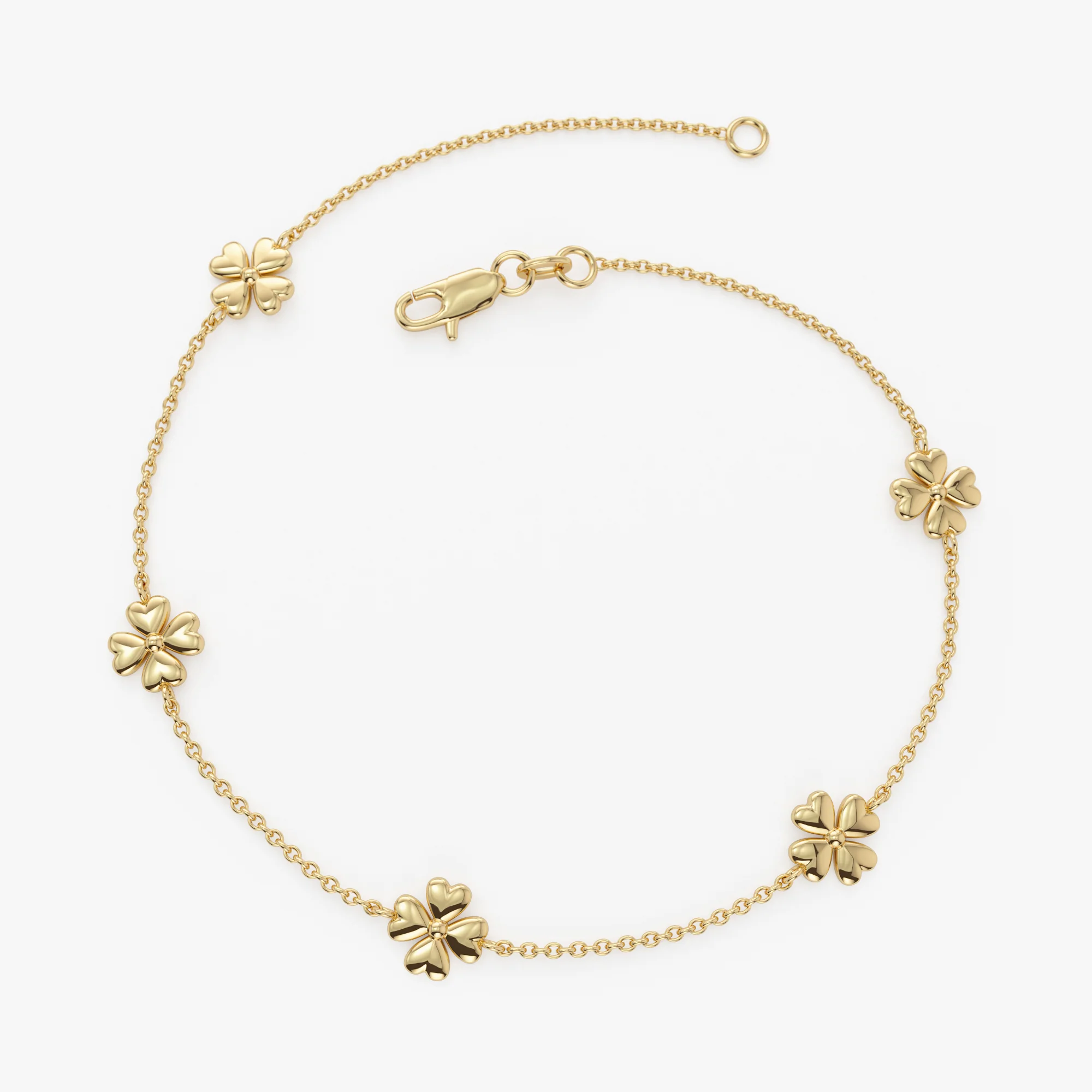 14k Gold Clover Station Bracelet - Image 8