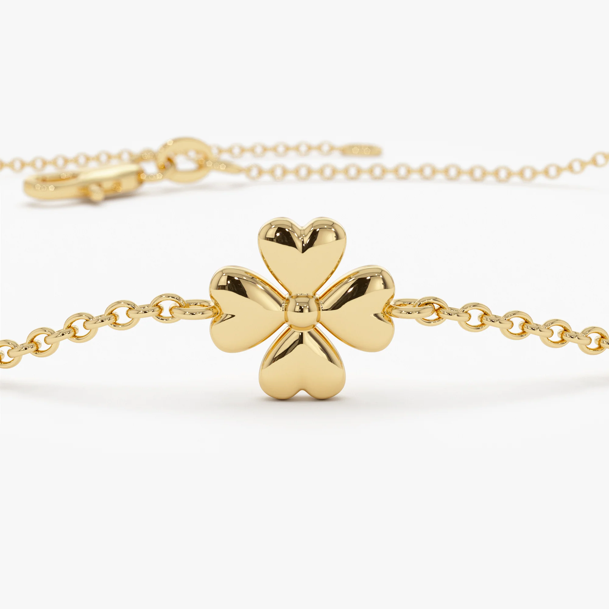 14k Gold Clover Station Bracelet - Image 9