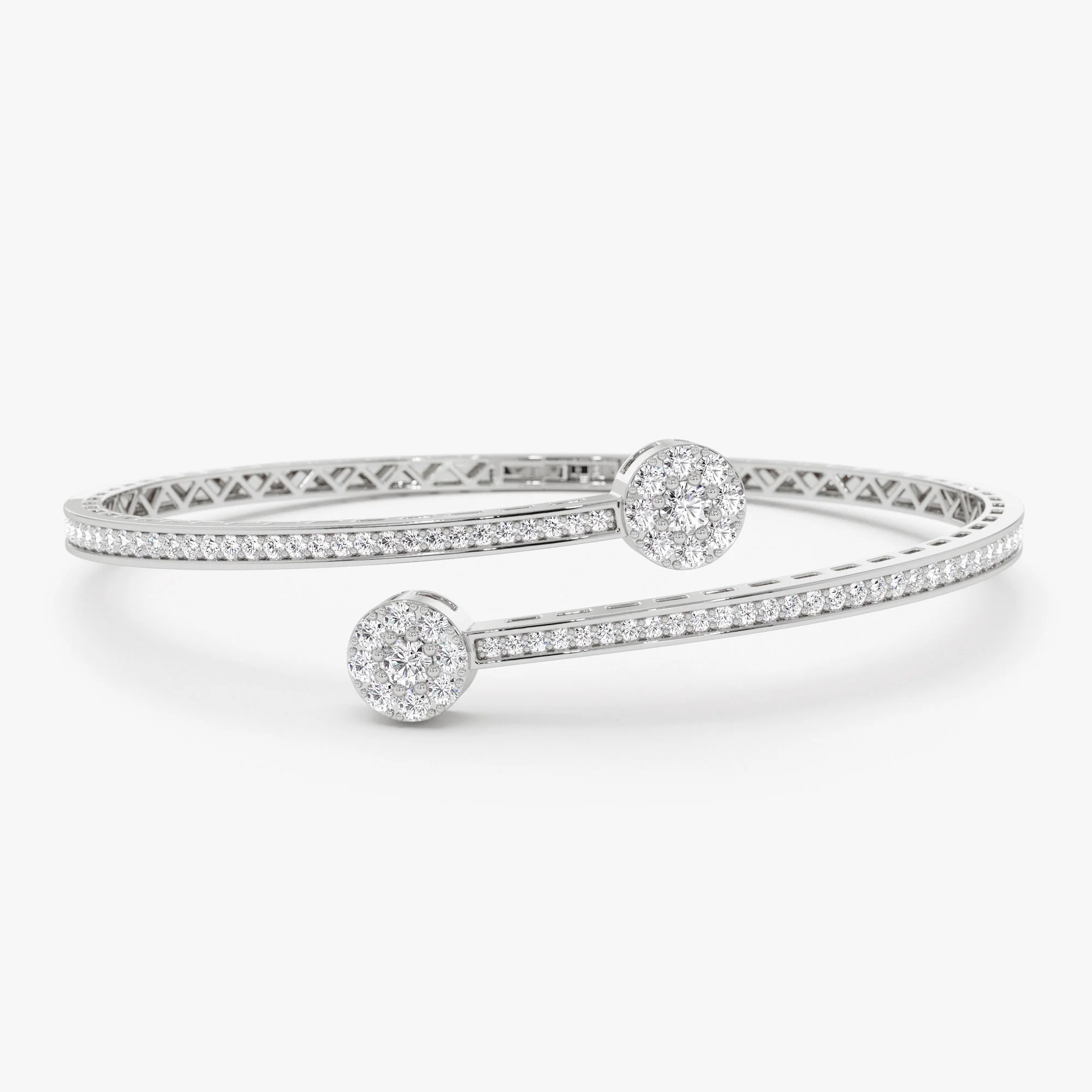 14k Gold Cross Over Diamond Bangle Bracelet - Image 6