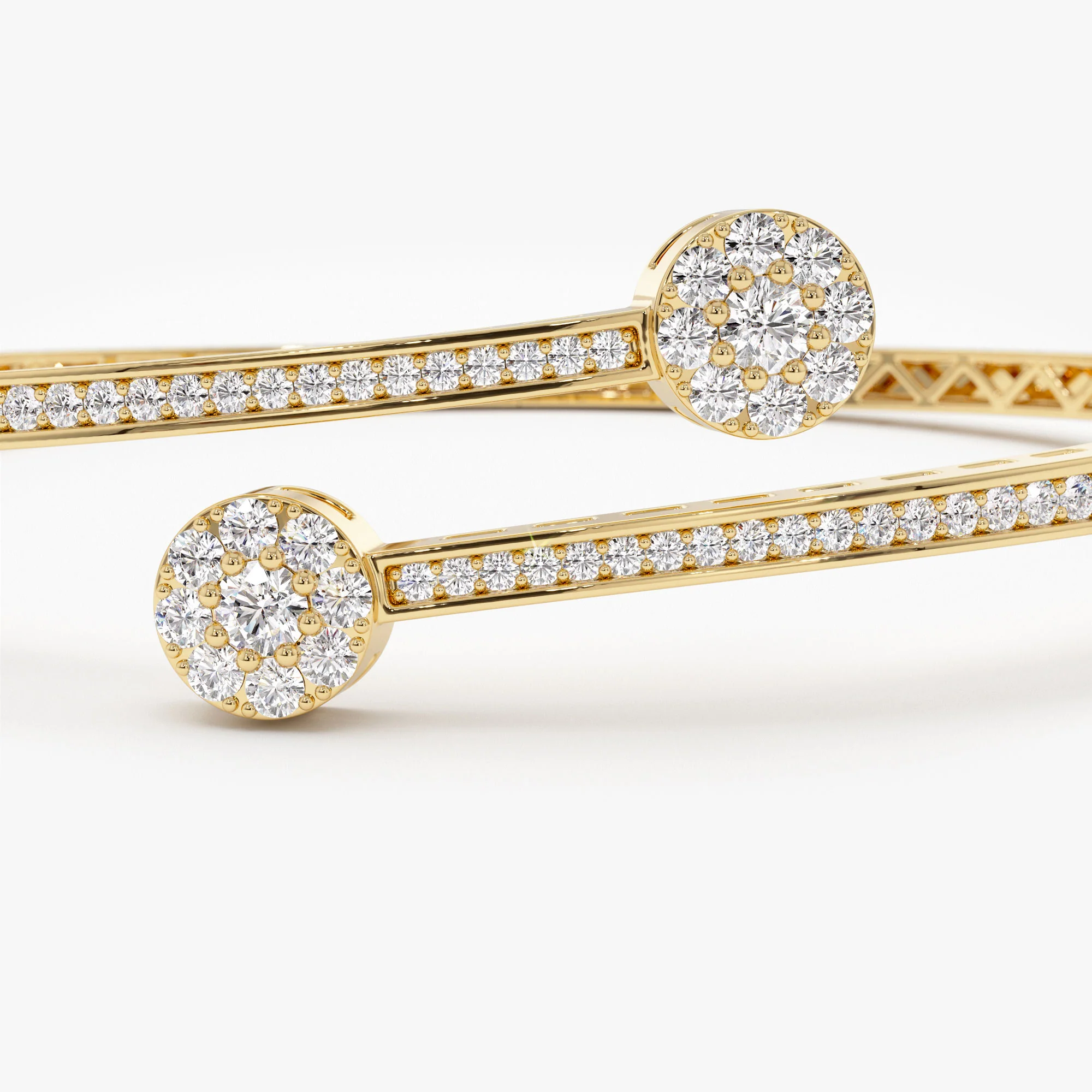 14k Gold Cross Over Diamond Bangle Bracelet - Image 7