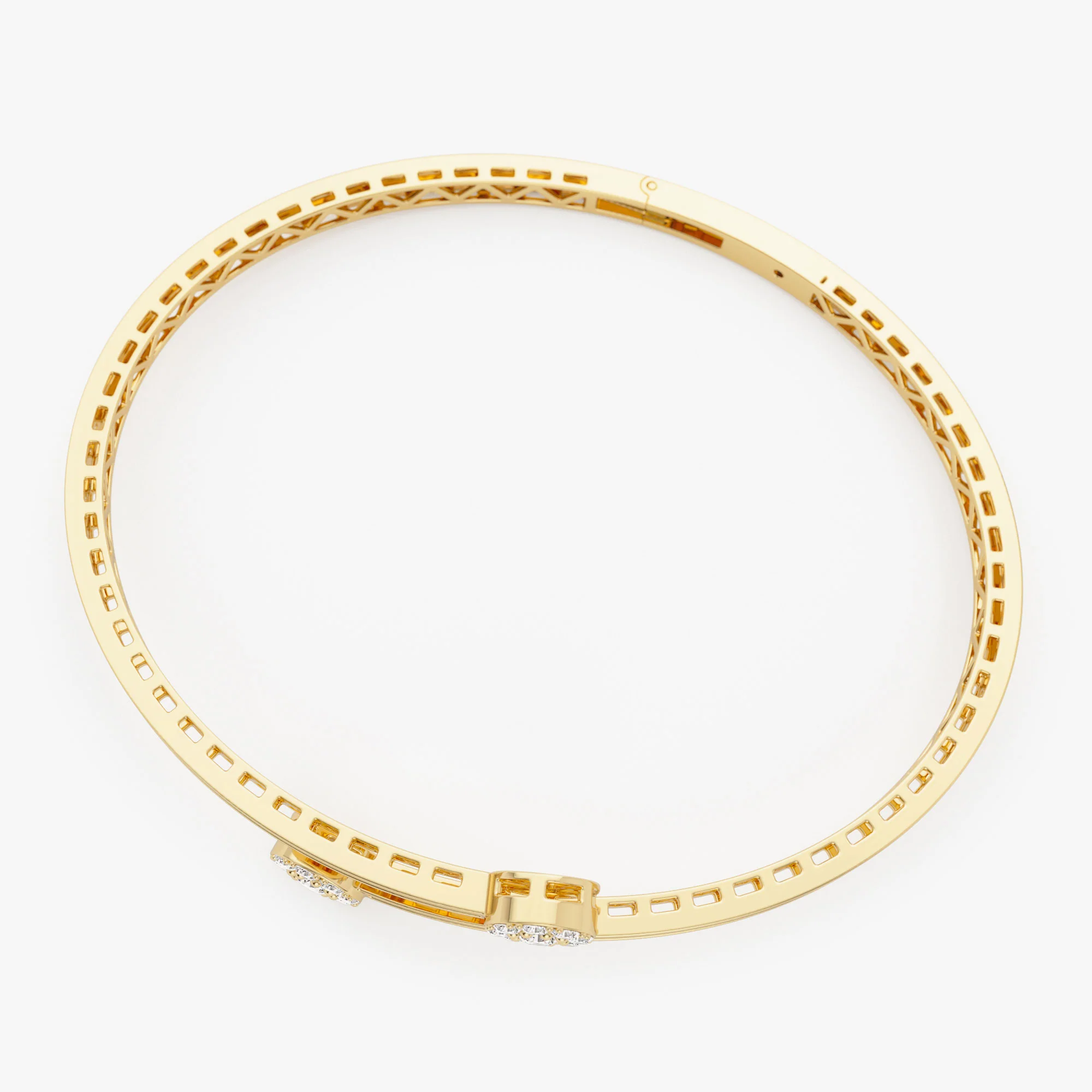 14k Gold Cross Over Diamond Bangle Bracelet - Image 8