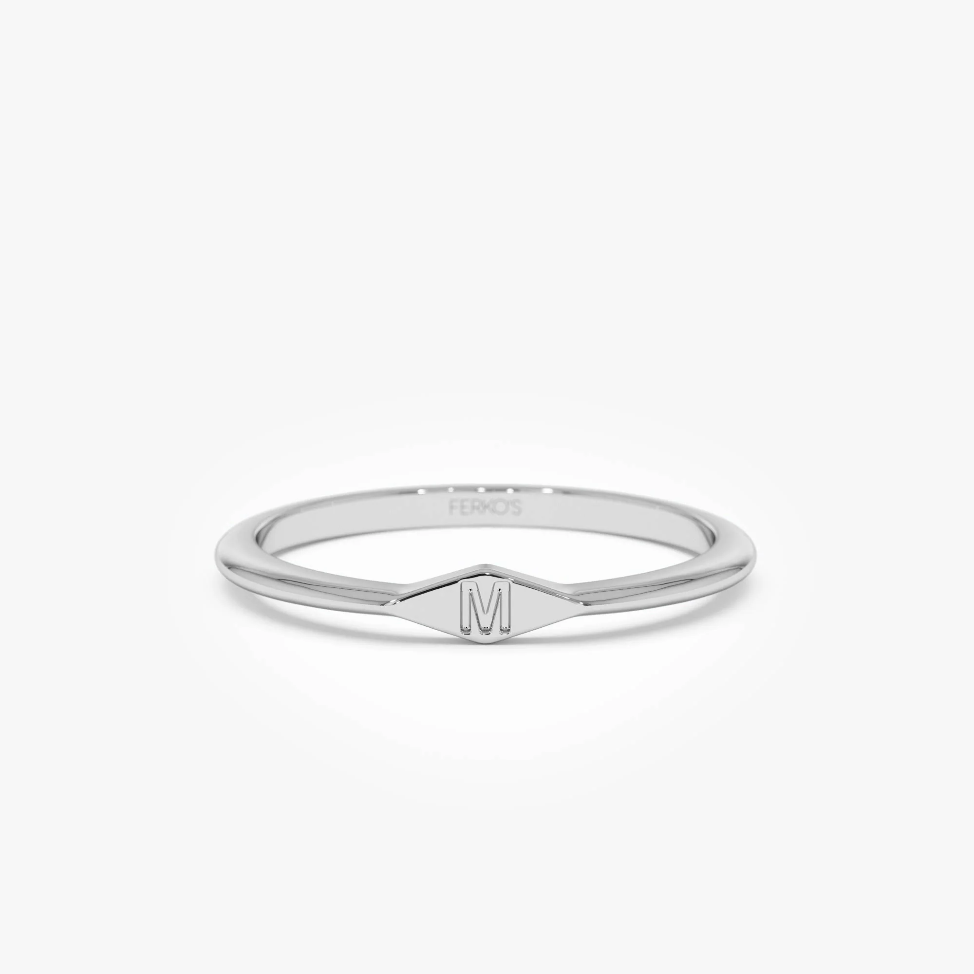 14K Gold Diamond Shape Initial Ring - Image 10
