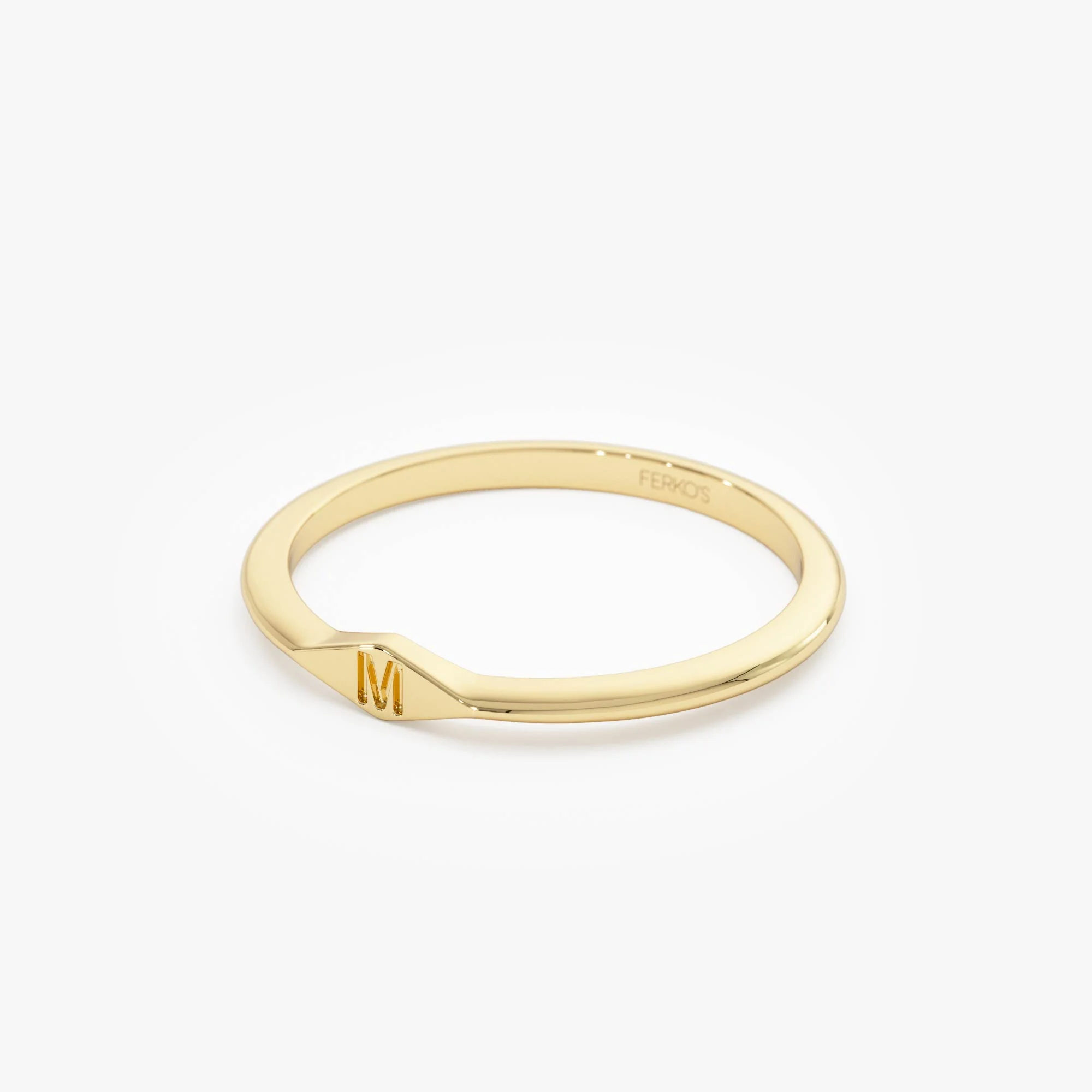 14K Gold Diamond Shape Initial Ring - Image 11