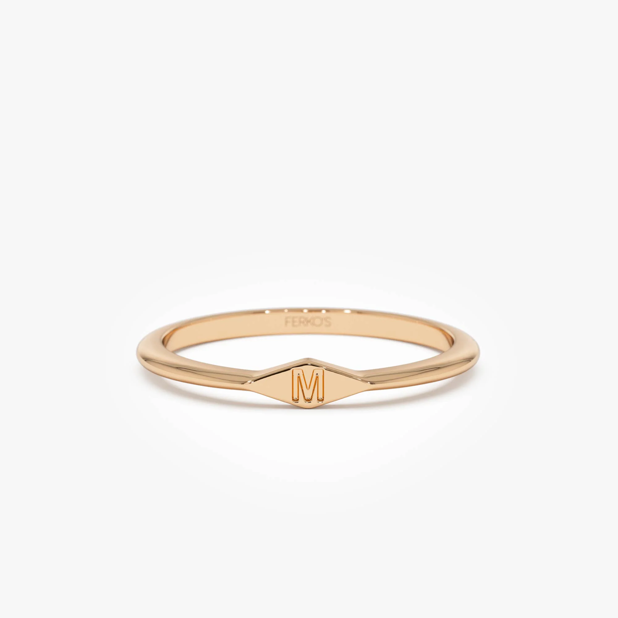 14K Gold Diamond Shape Initial Ring - Image 9