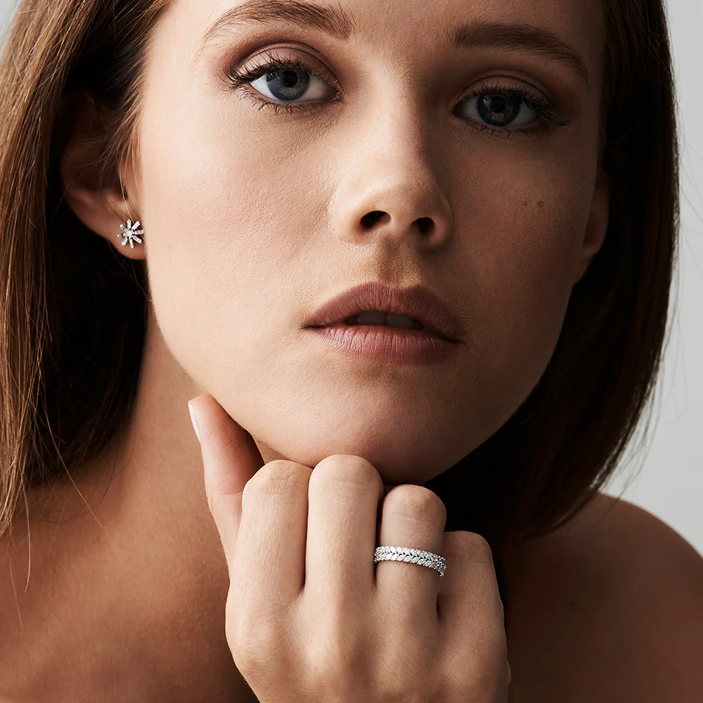 14k Gold Double Row Marquise Diamond Anniversary Ring - Image 4