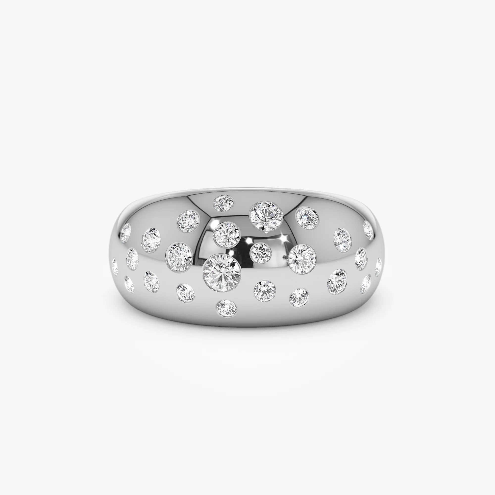 14k Gold Flush Setting Cluster Dome Ring - Image 10