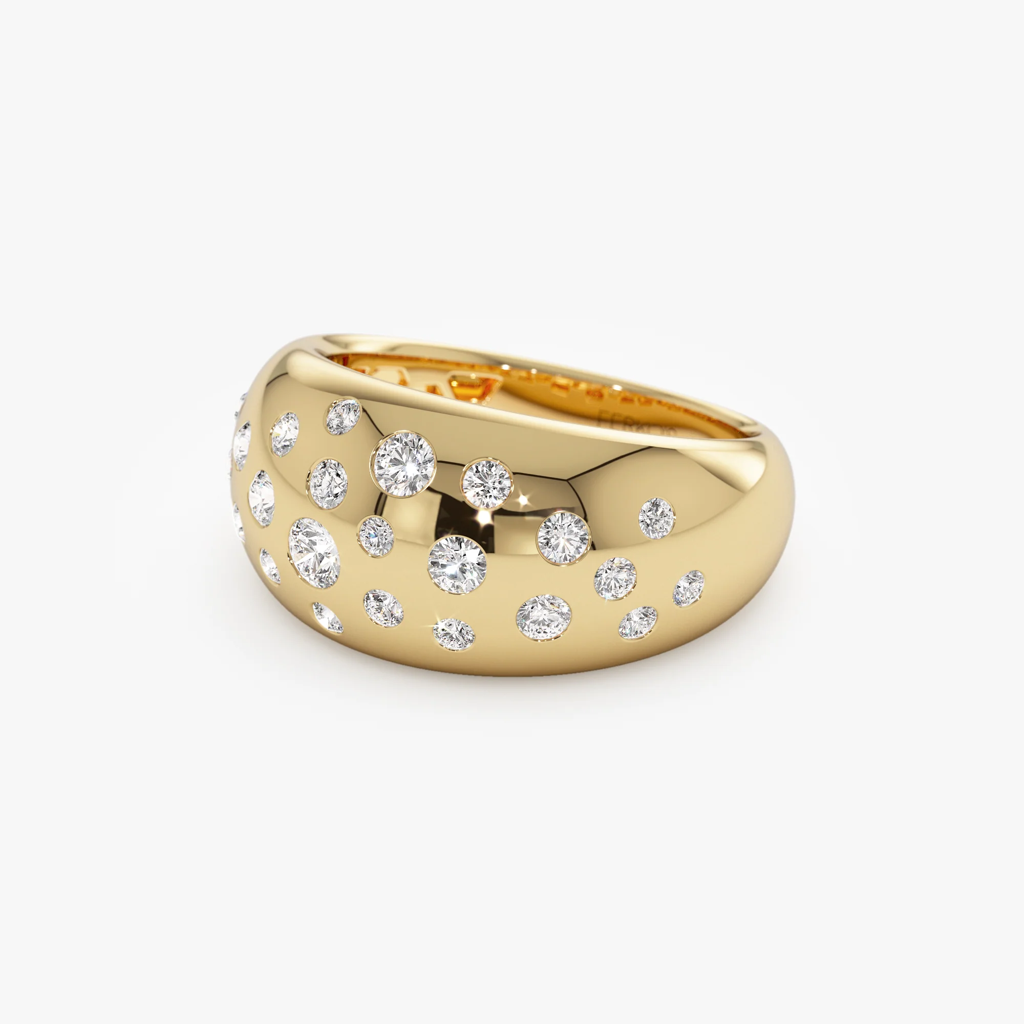 14k Gold Flush Setting Cluster Dome Ring - Image 11