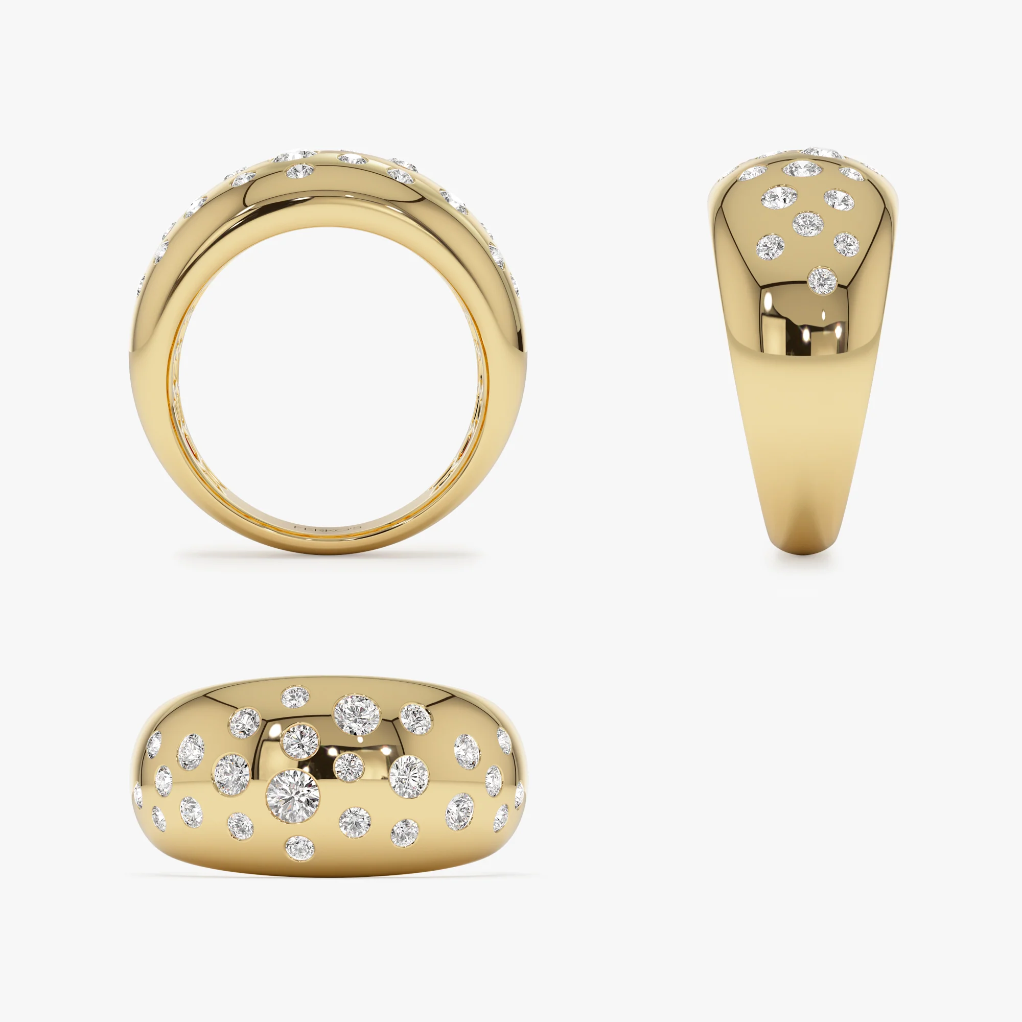 14k Gold Flush Setting Cluster Dome Ring - Image 12