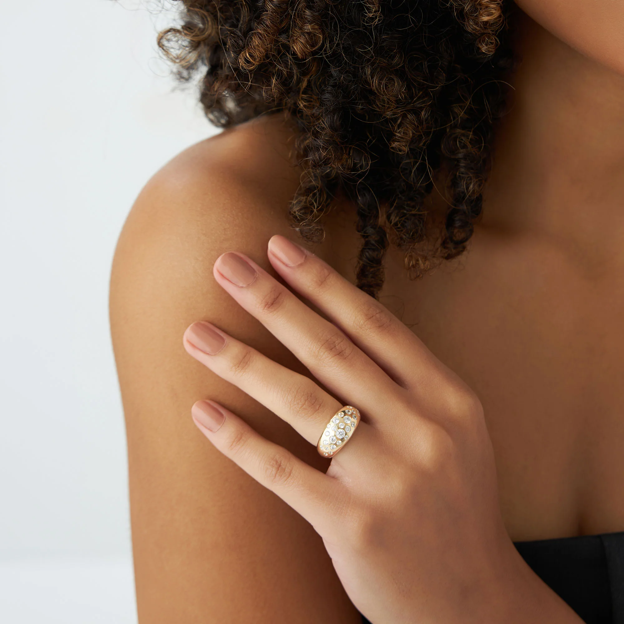 14k Gold Flush Setting Cluster Dome Ring - Image 2