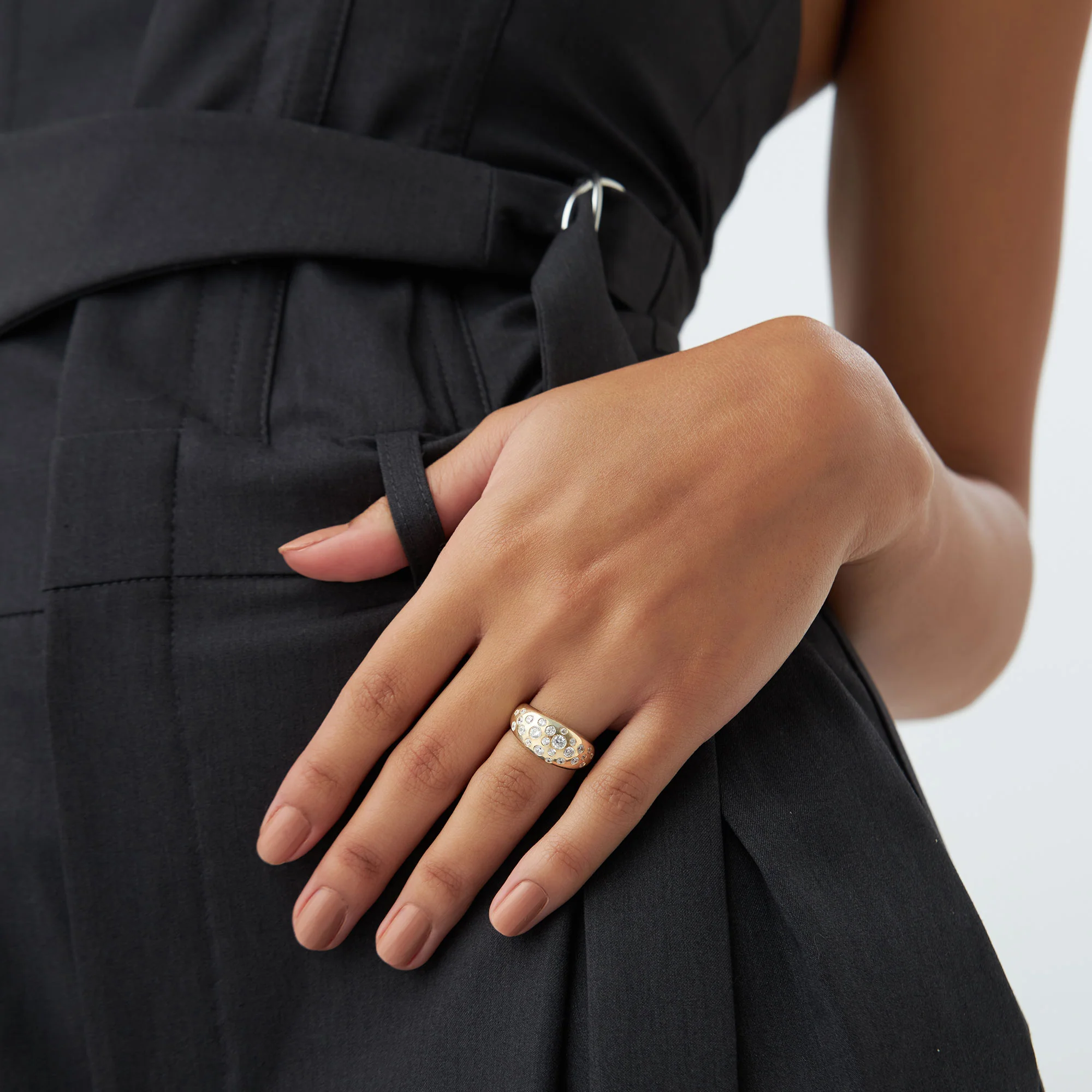 14k Gold Flush Setting Cluster Dome Ring - Image 4