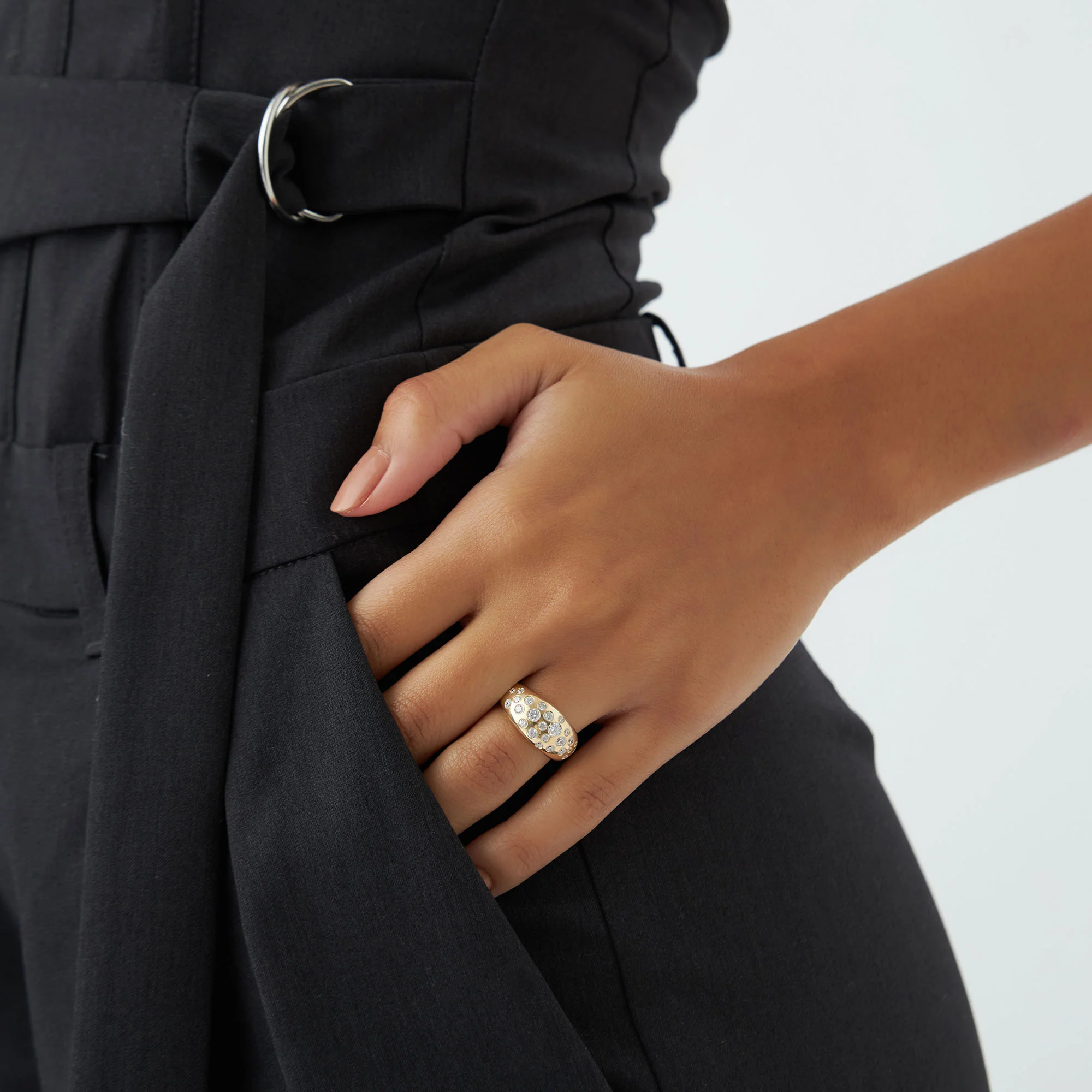 14k Gold Flush Setting Cluster Dome Ring - Image 7