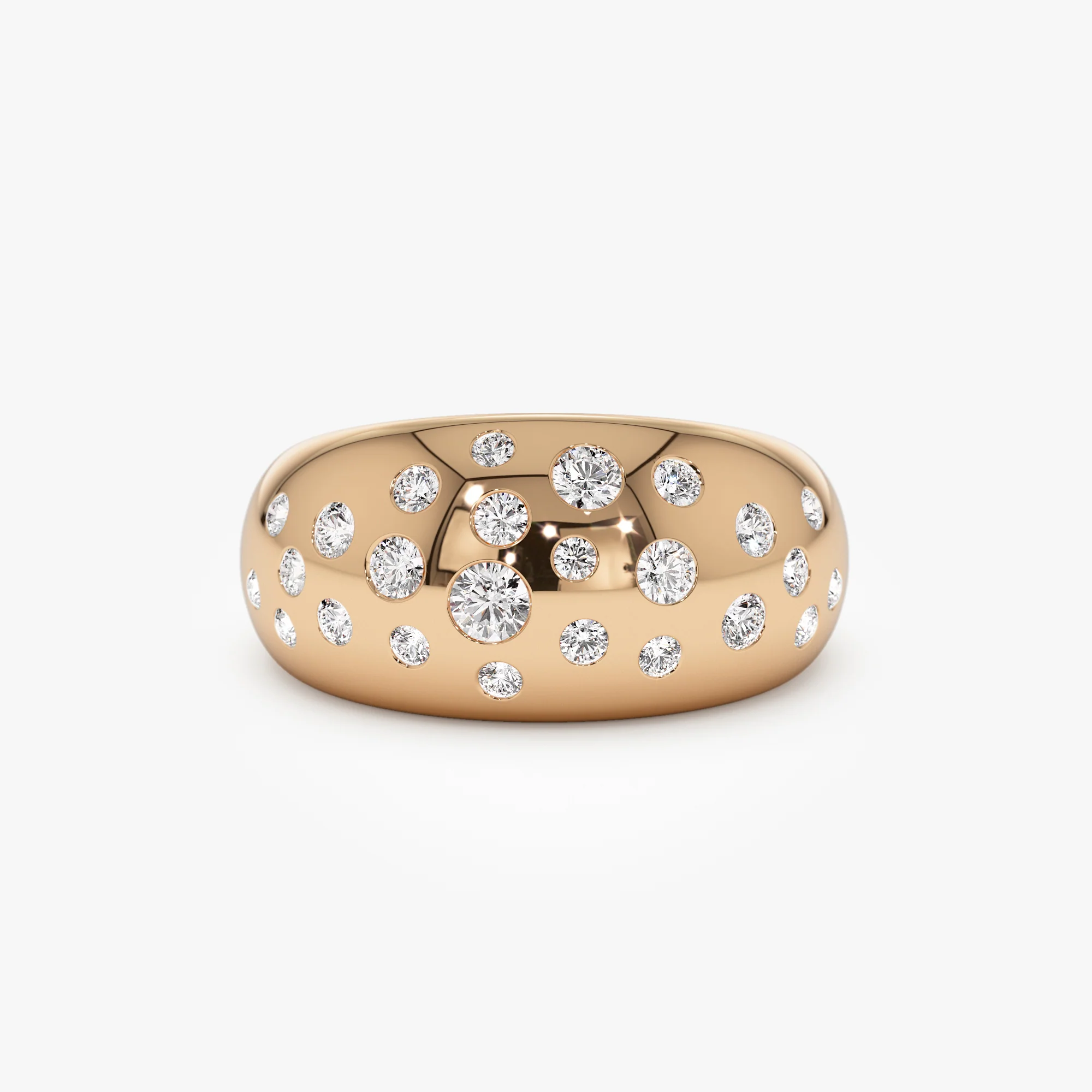 14k Gold Flush Setting Cluster Dome Ring - Image 9