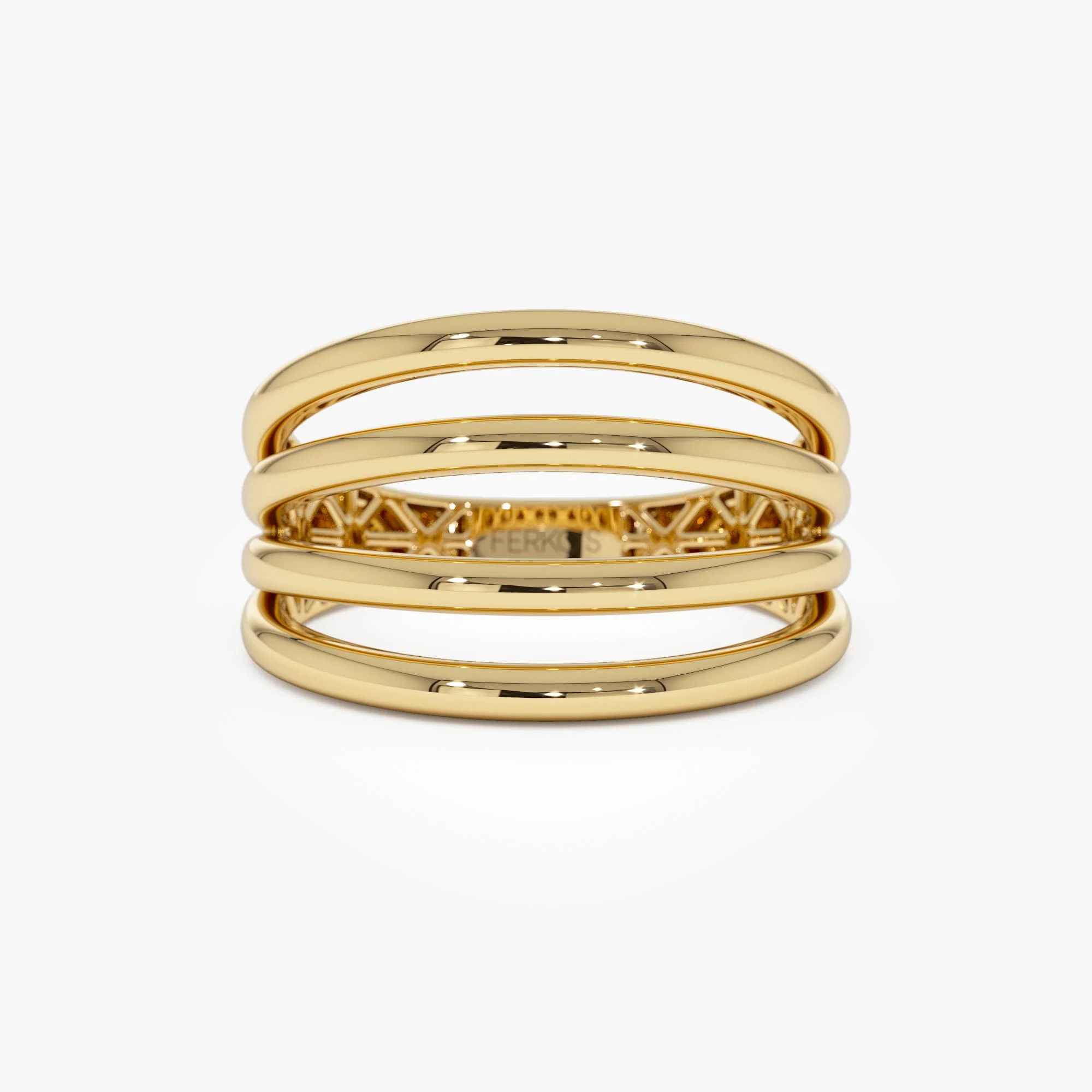 14k Gold Four Band Statement Ring