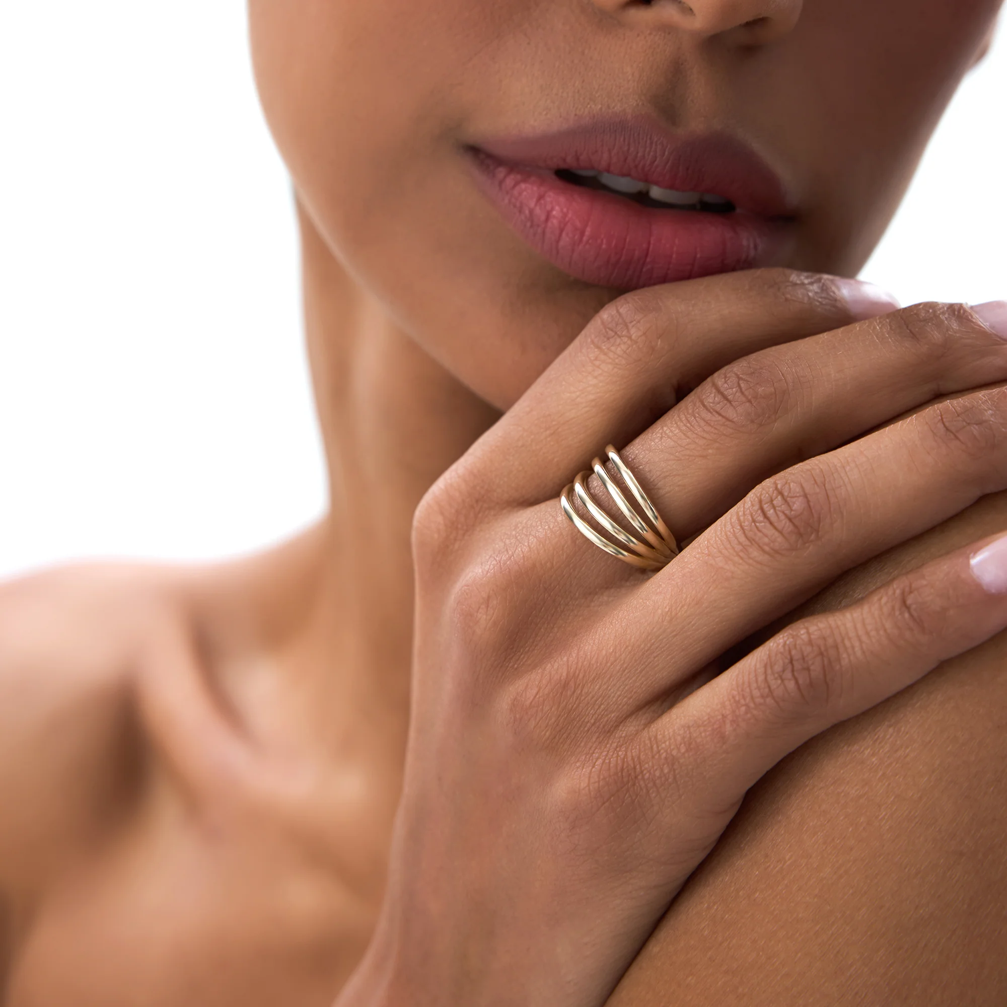 14k Gold Four Band Statement Ring - Image 3