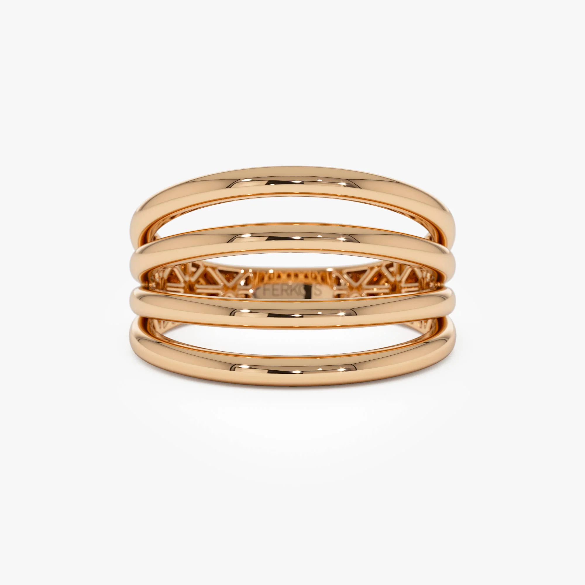 14k Gold Four Band Statement Ring - Image 5