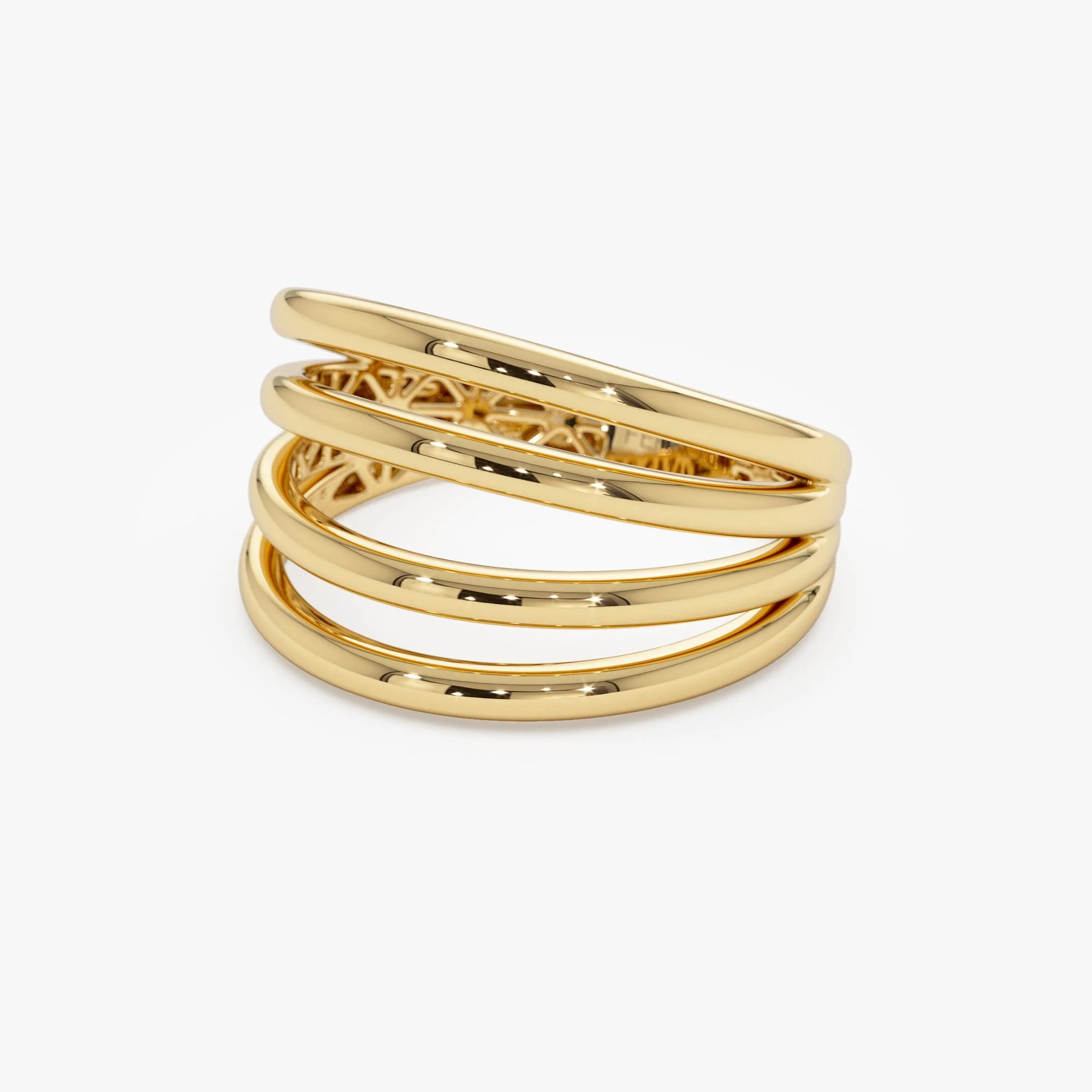 14k Gold Four Band Statement Ring - Image 7
