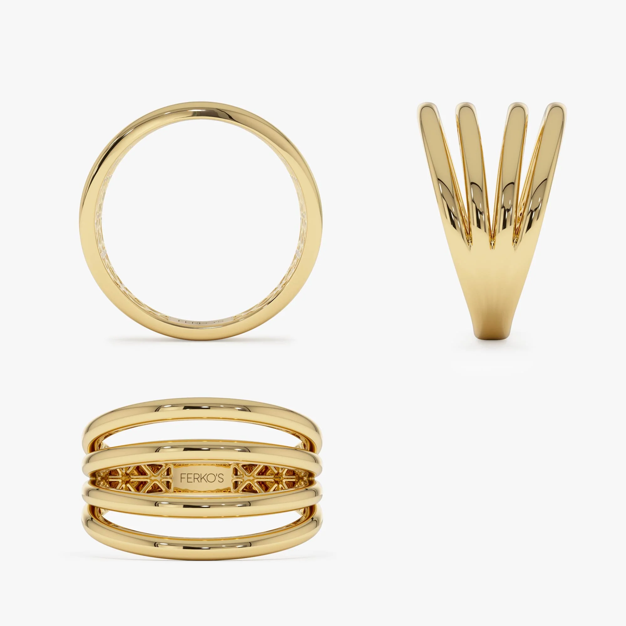 14k Gold Four Band Statement Ring - Image 8