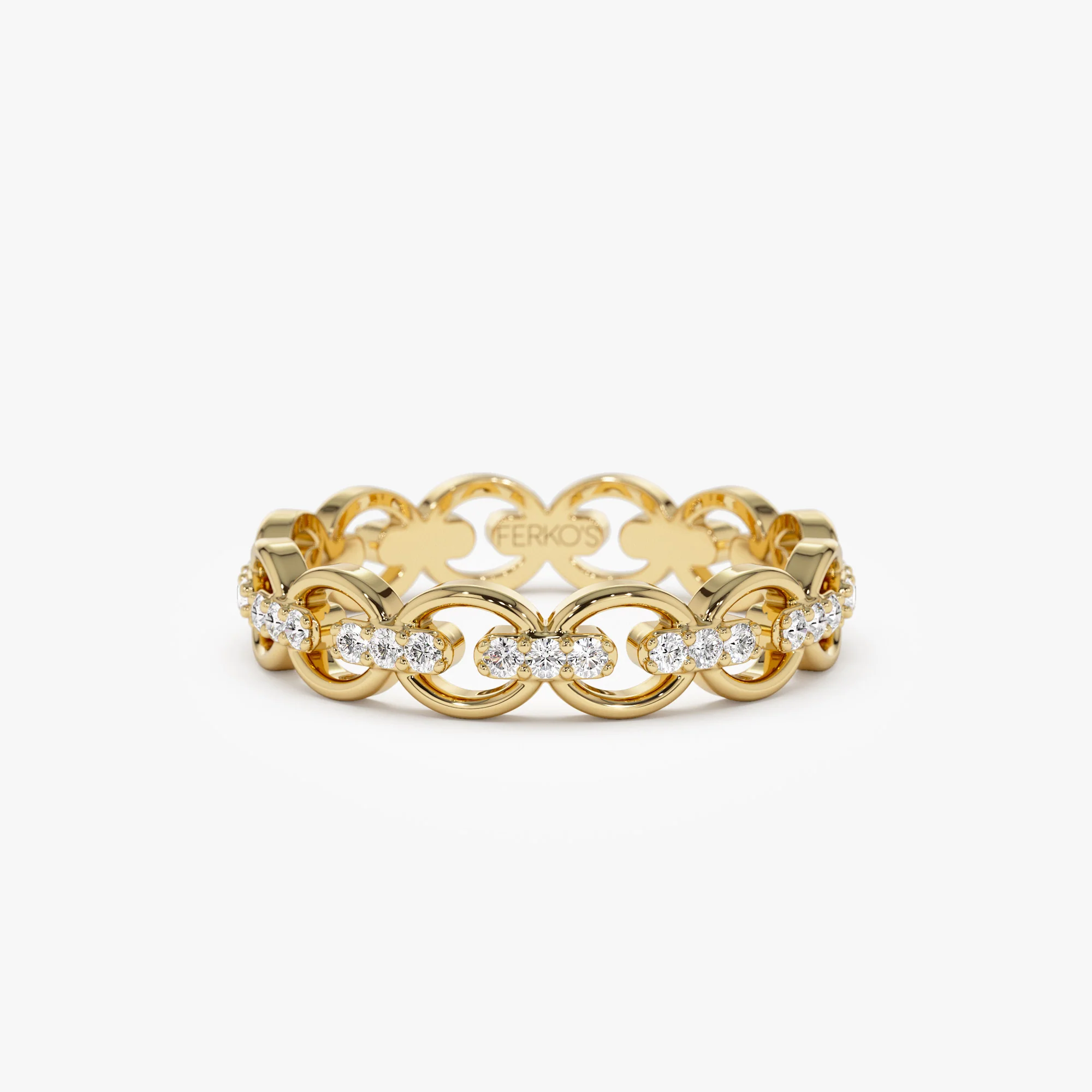 14k Gold Full Eternity Diamond Link Ring