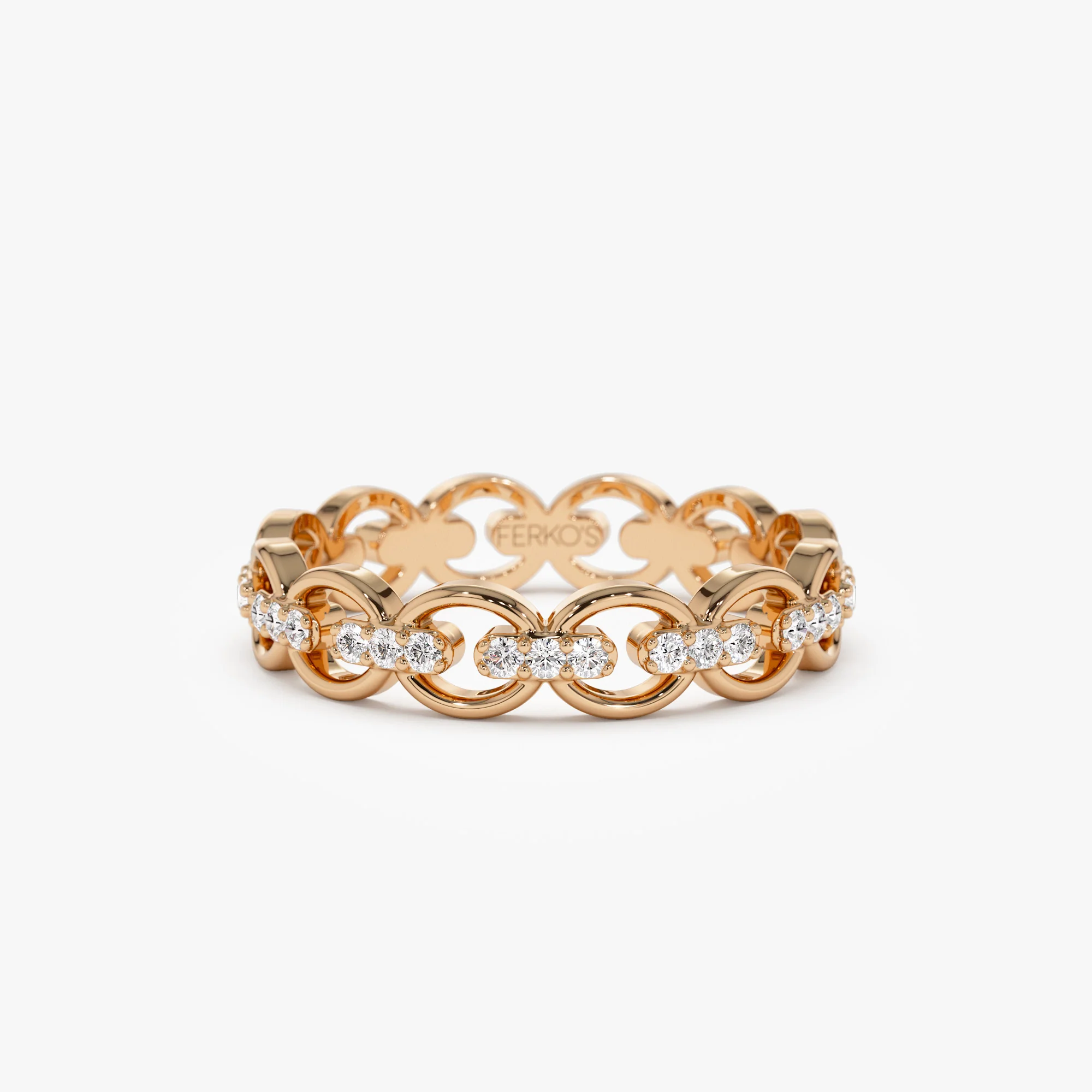 14k Gold Full Eternity Diamond Link Ring - Image 4