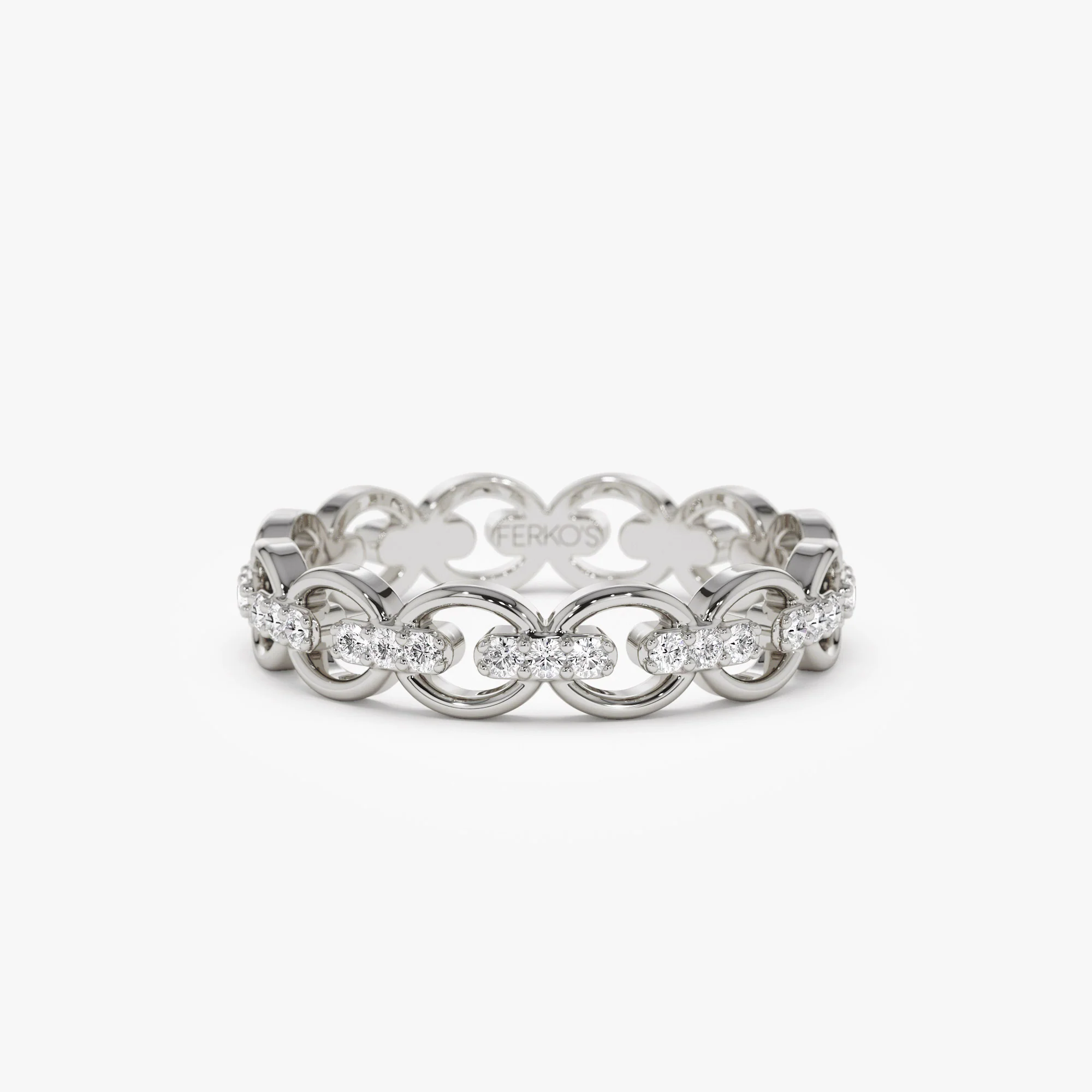 14k Gold Full Eternity Diamond Link Ring - Image 5