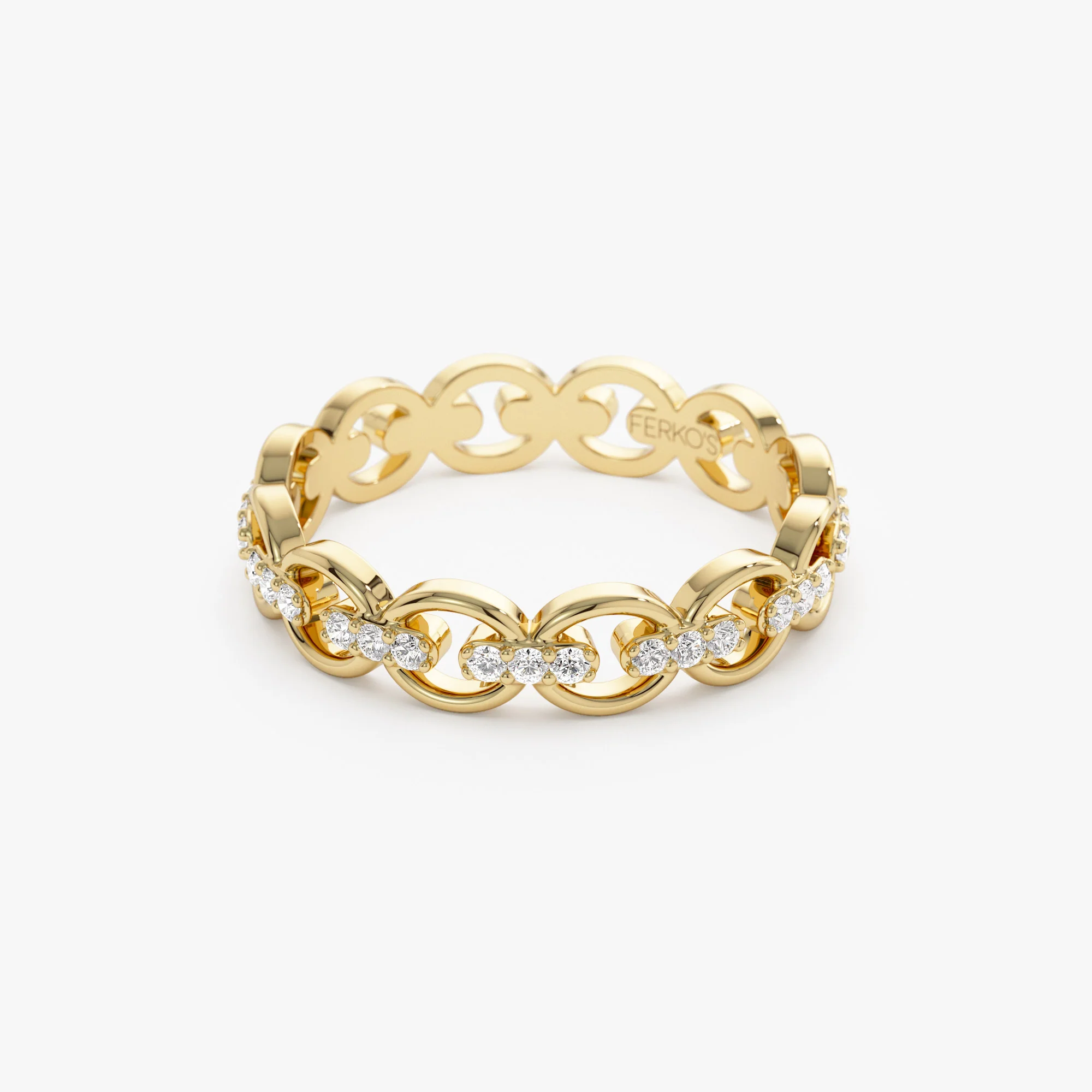14k Gold Full Eternity Diamond Link Ring - Image 6