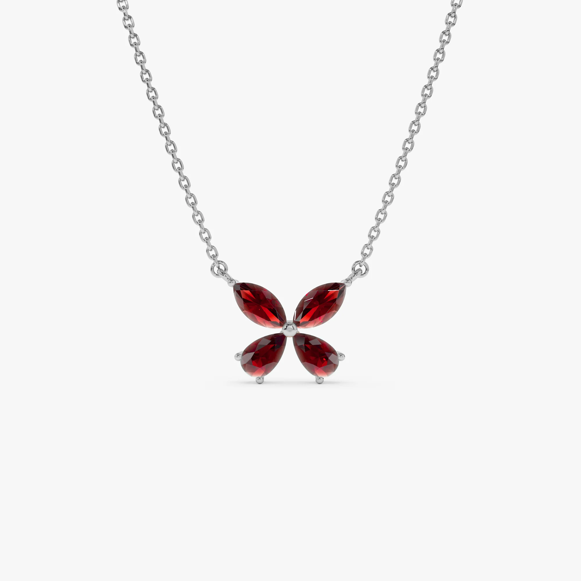 14K Gold Garnet Butterfly Necklace - Image 6