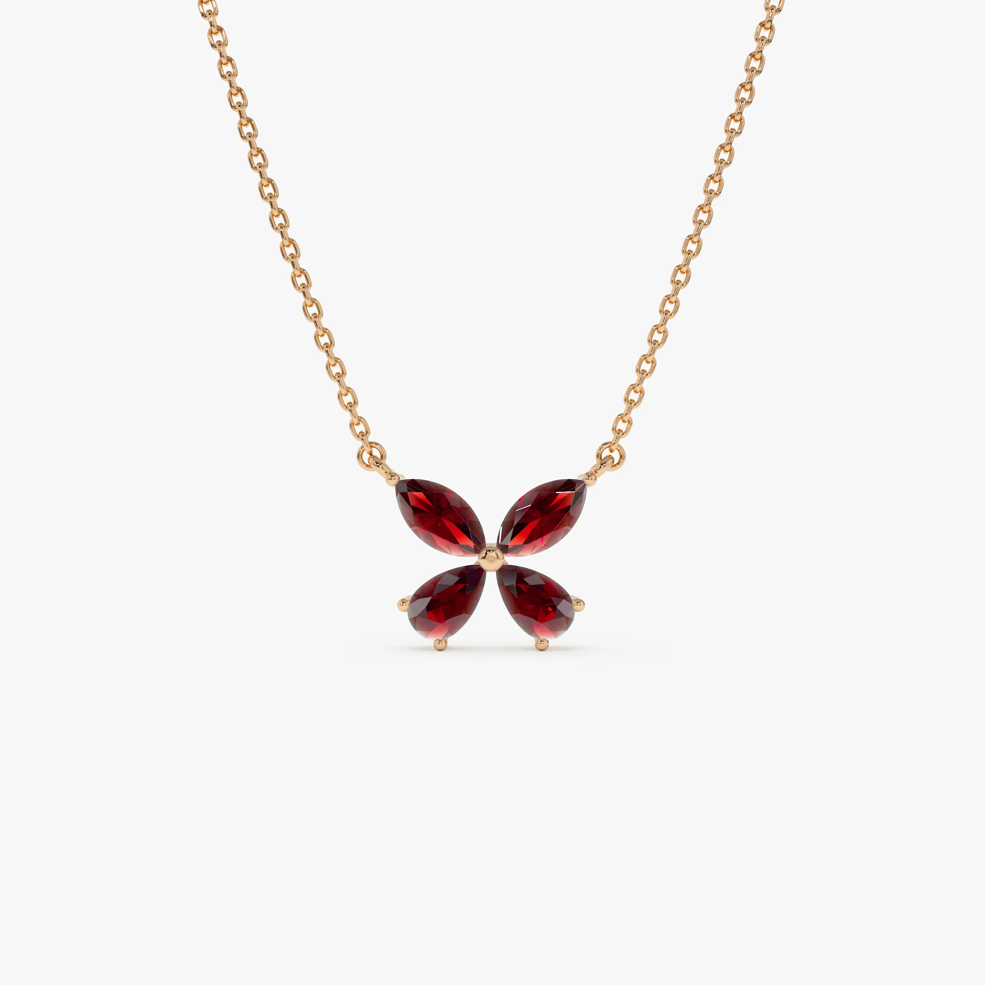 14K Gold Garnet Butterfly Necklace - Image 7