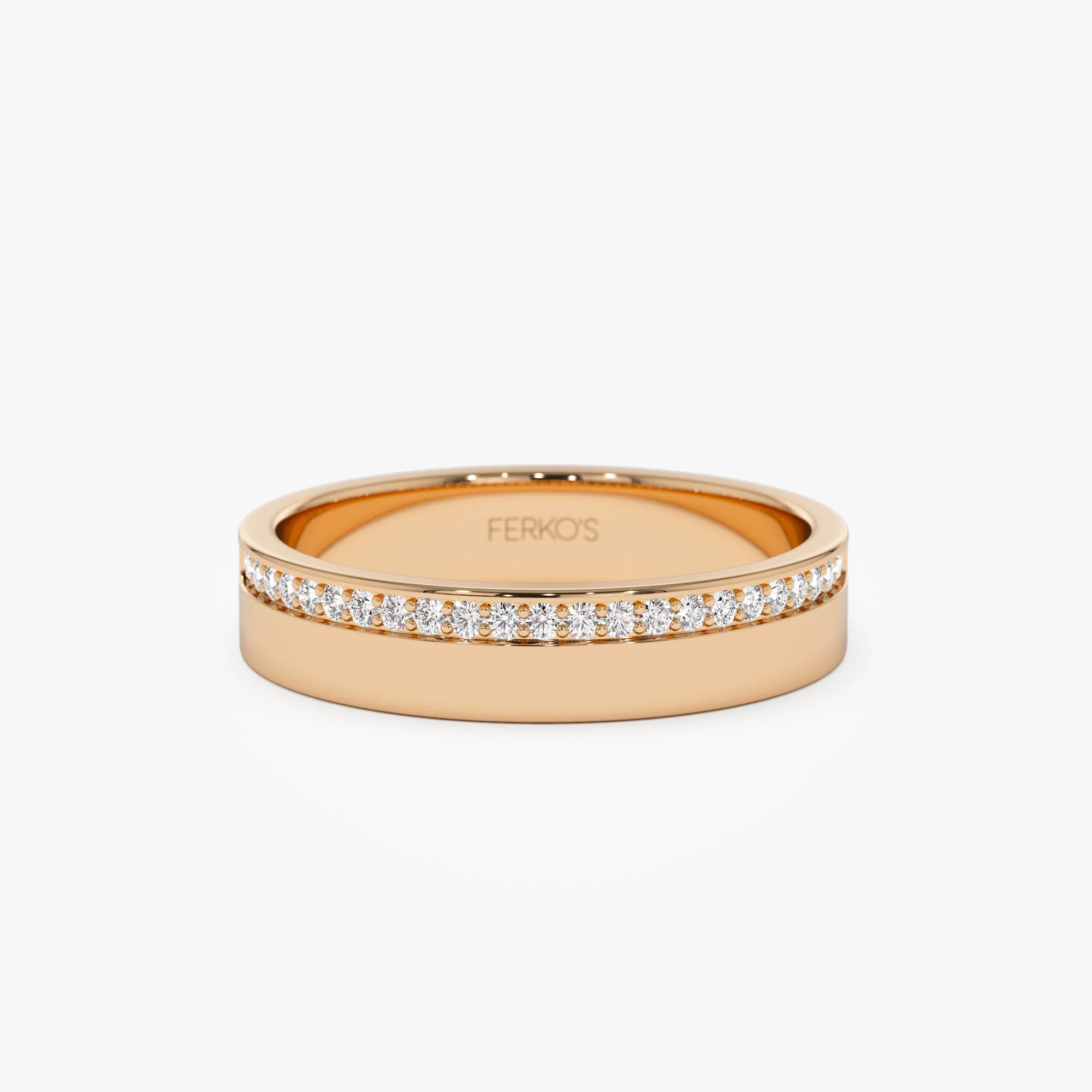 14K 4MM Half Eternity Diamond Wedding Band - Image 6