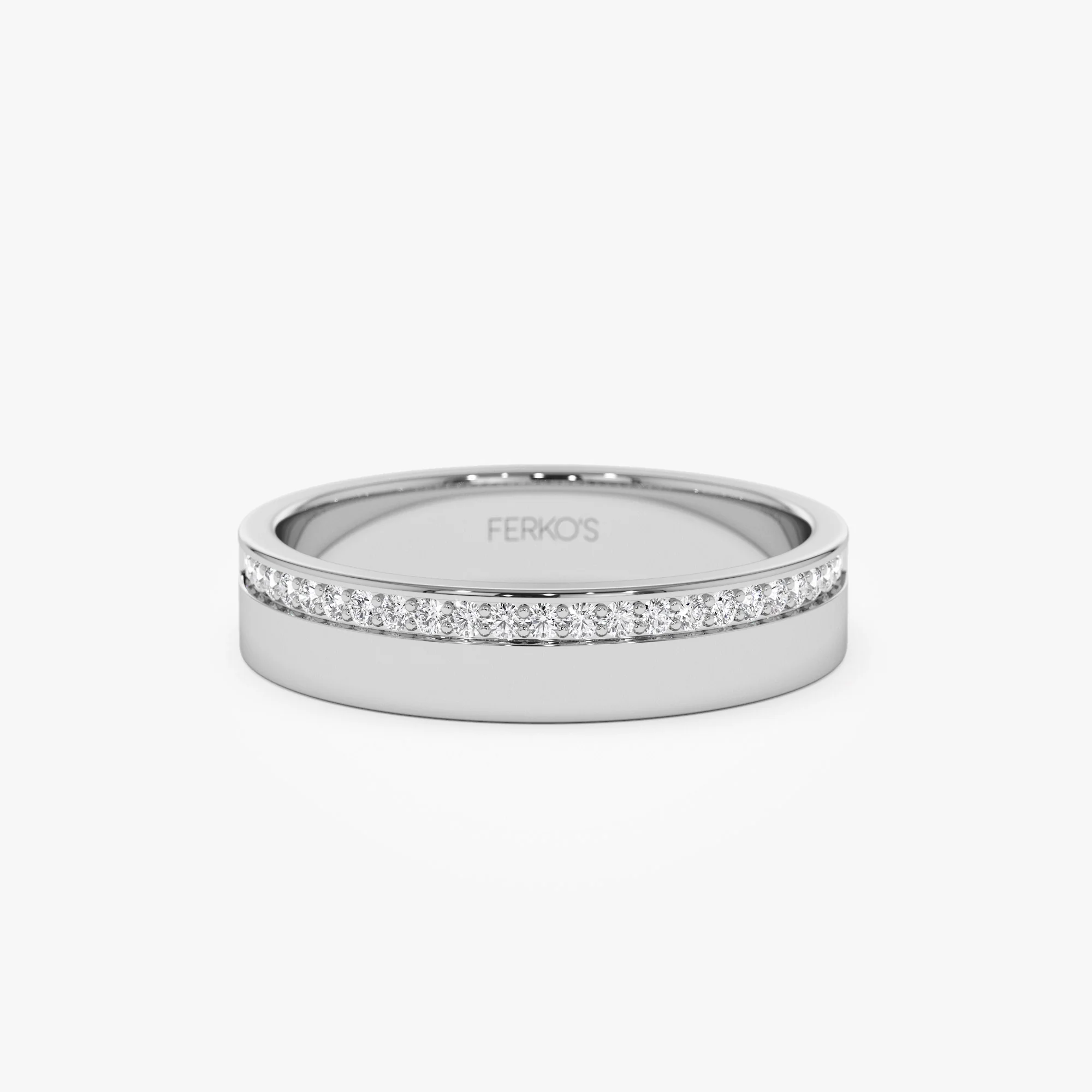 14K 4MM Half Eternity Diamond Wedding Band - Image 7