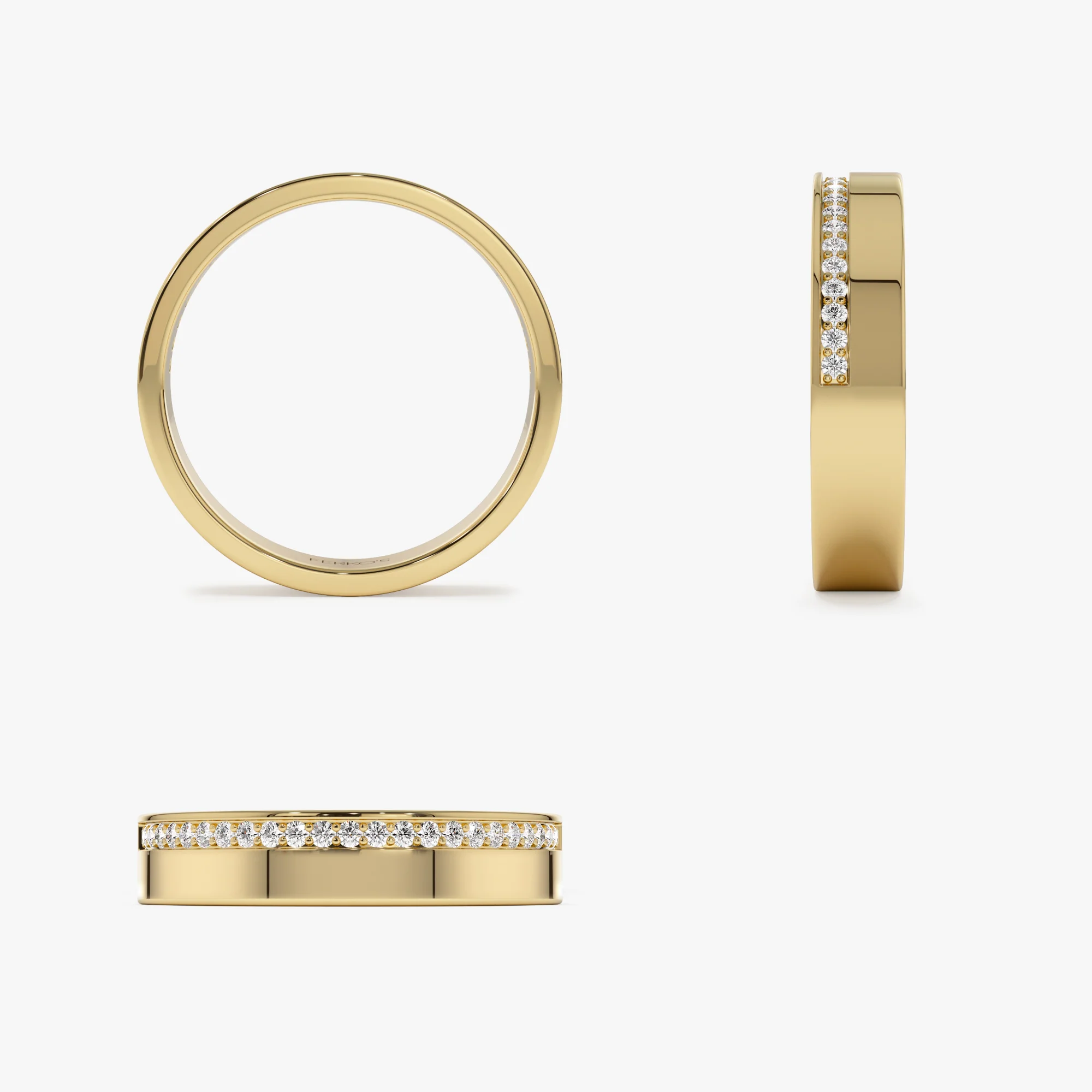 14K 4MM Half Eternity Diamond Wedding Band - Image 9