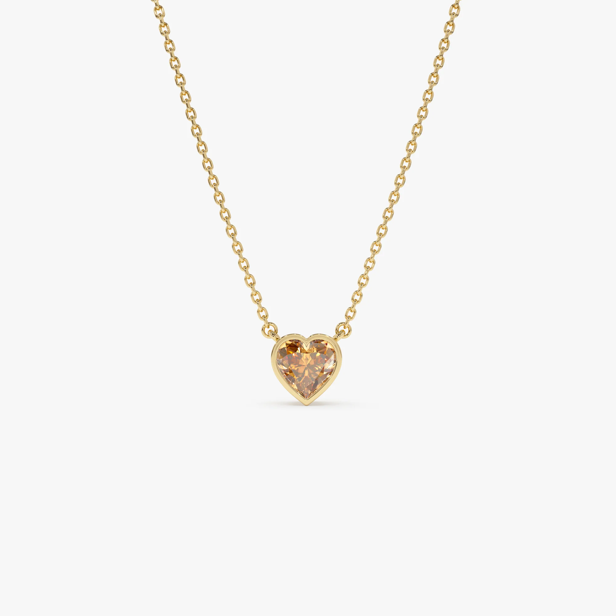 14K Gold Heart Shaped Citrine Layering Necklace