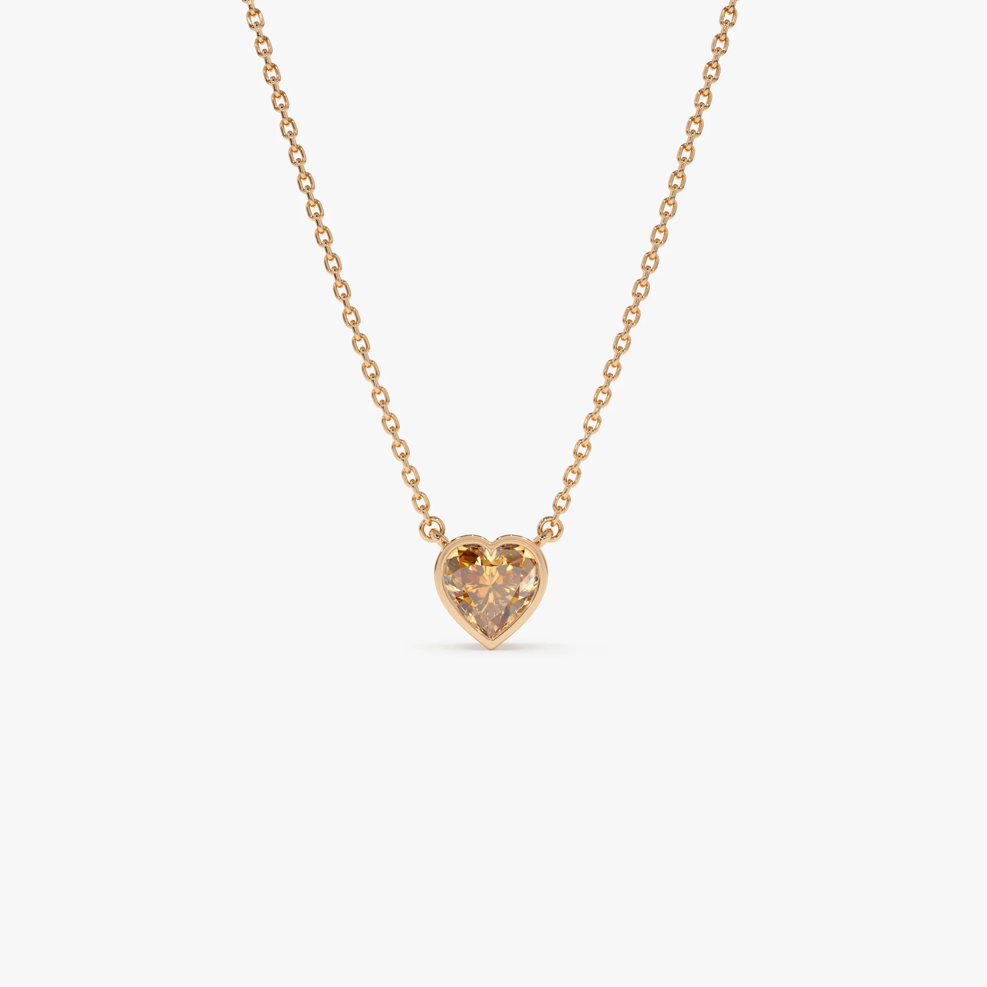 14K Gold Heart Shaped Citrine Layering Necklace - Image 5