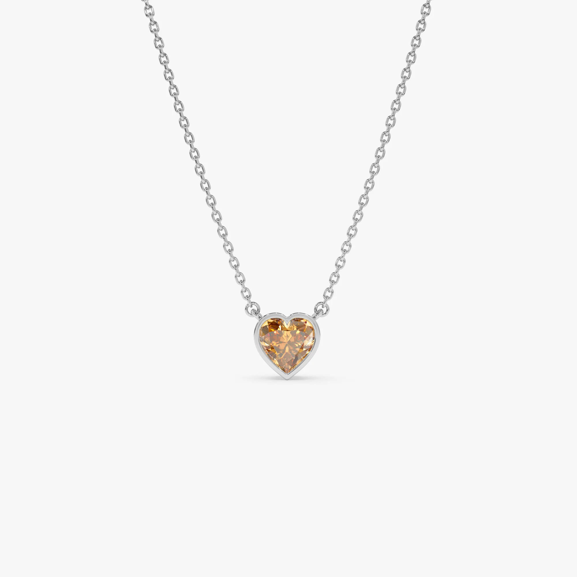 14K Gold Heart Shaped Citrine Layering Necklace - Image 6