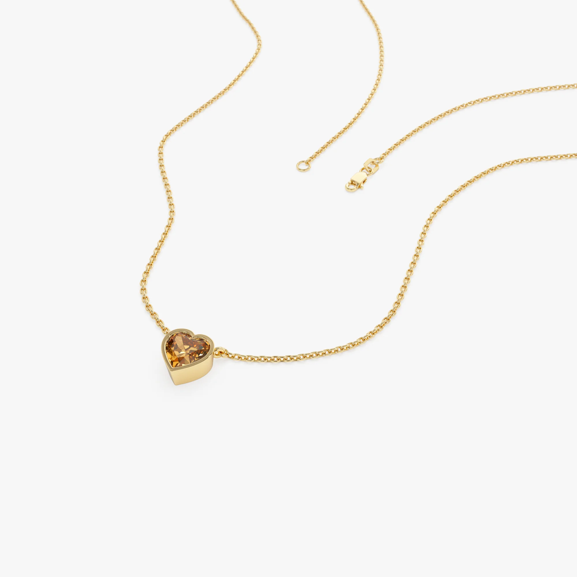 14K Gold Heart Shaped Citrine Layering Necklace - Image 7