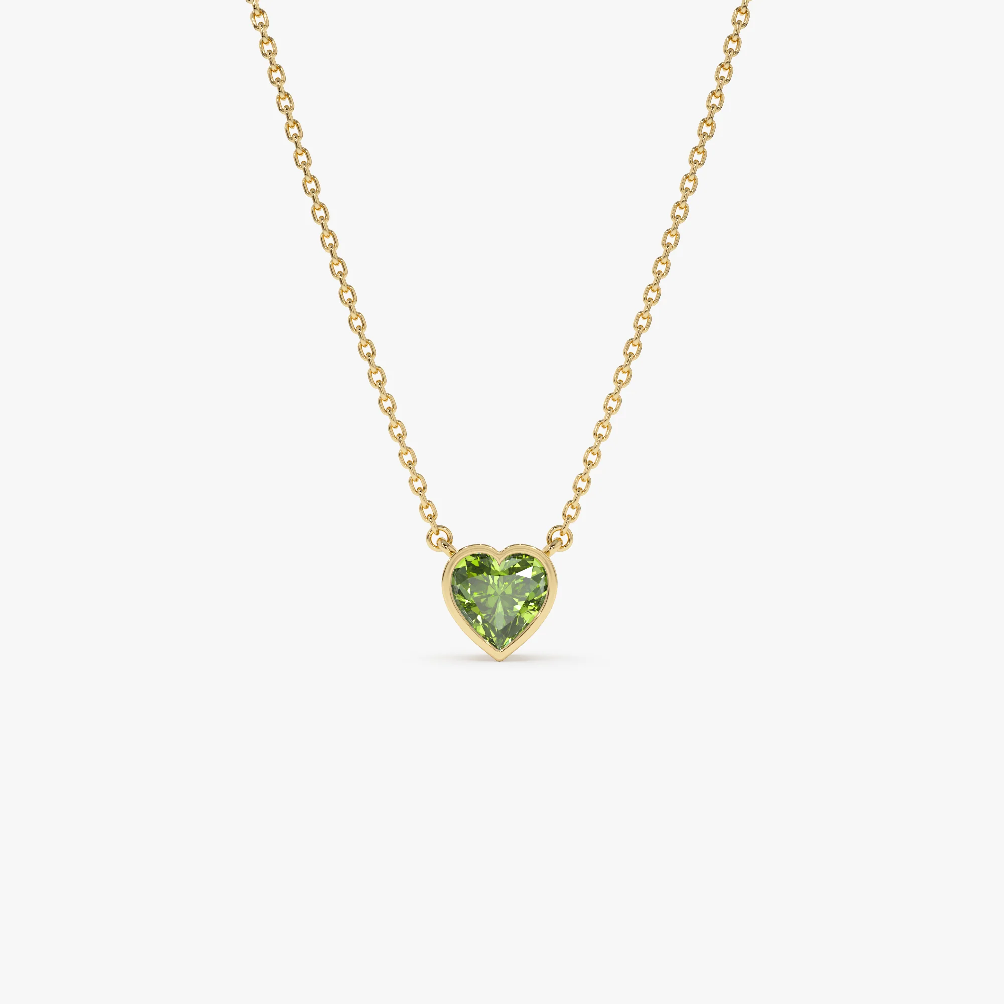 14K Gold Heart Shaped Peridot Layering Necklace