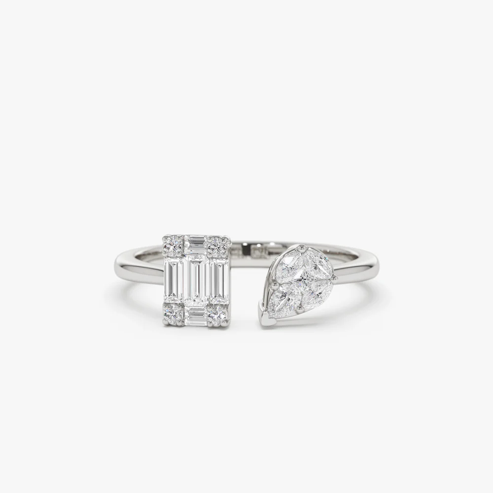 14k Gold Illusion Setting Diamond Toi et Moi Ring - Image 8