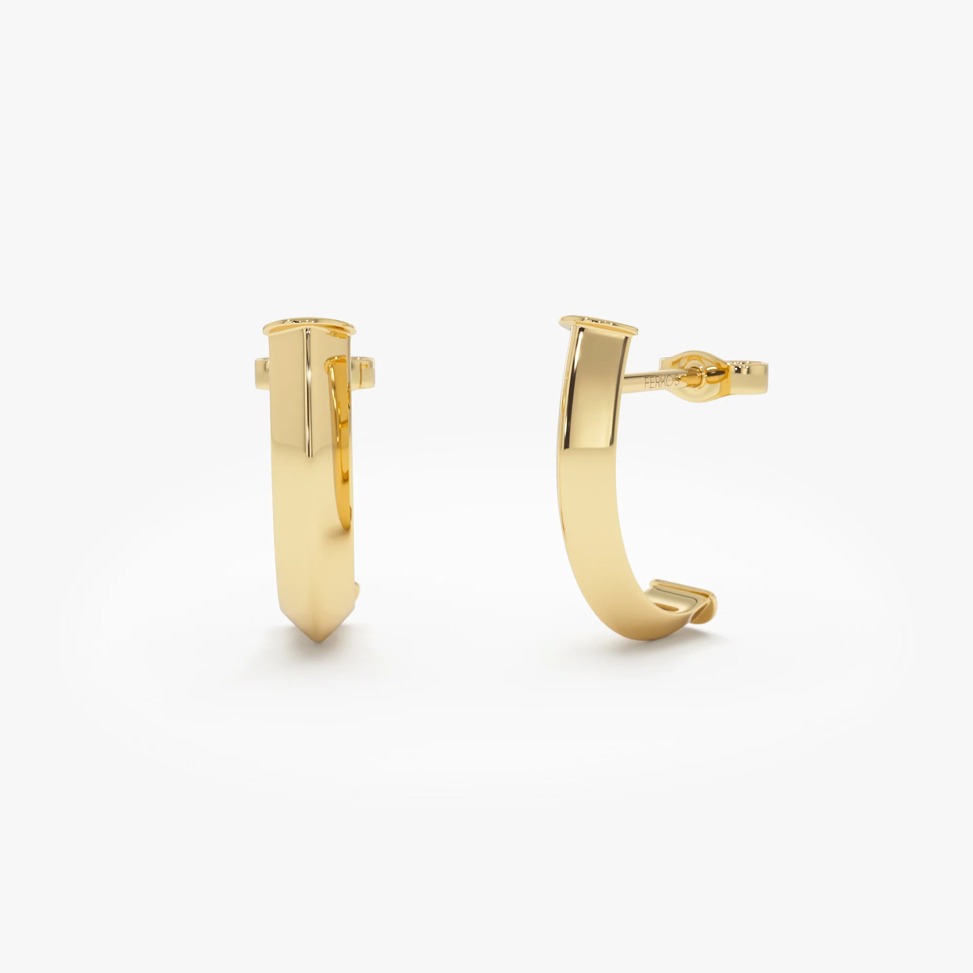 14K Gold Knife Edge Open Hoops