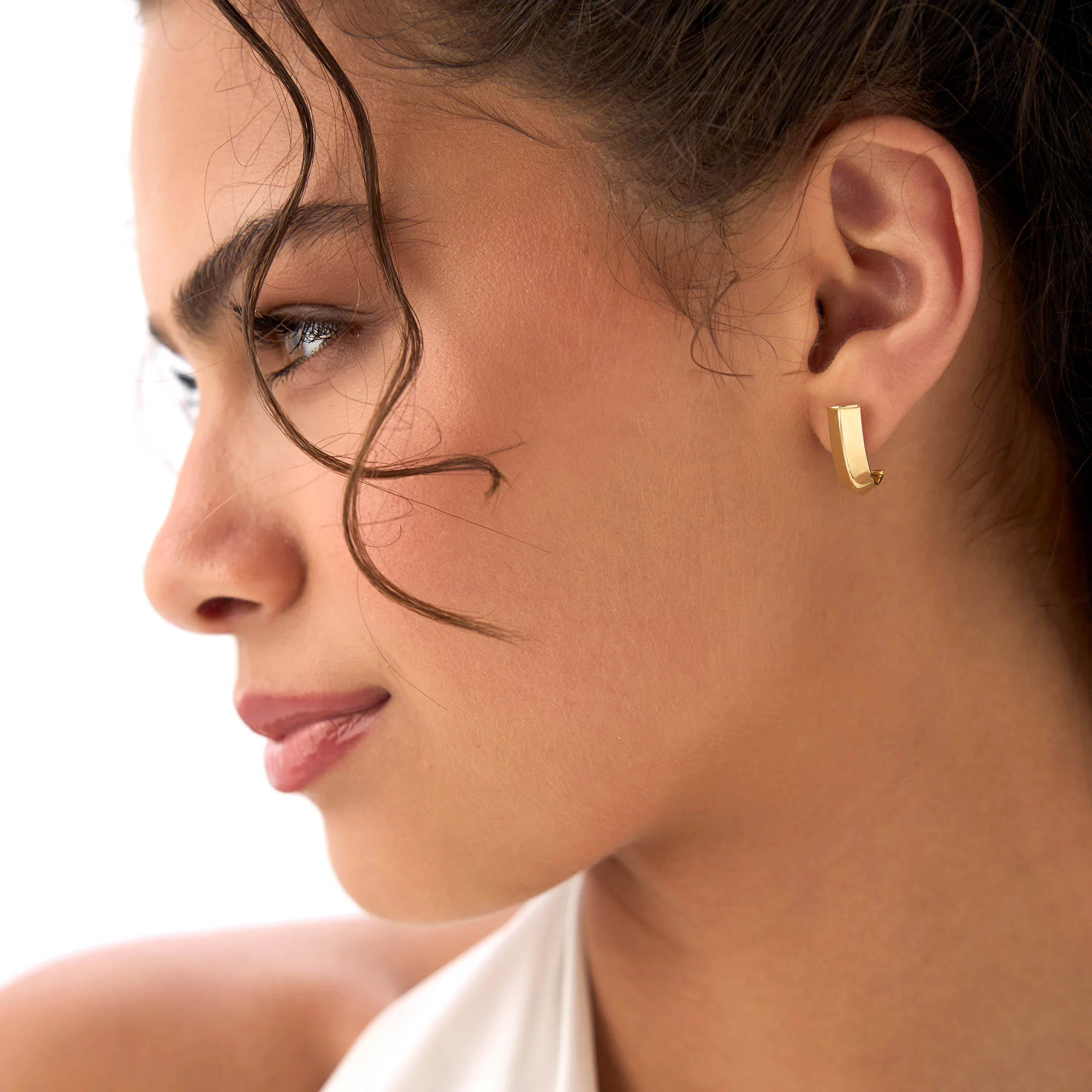 14K Gold Knife Edge Open Hoops - Image 5