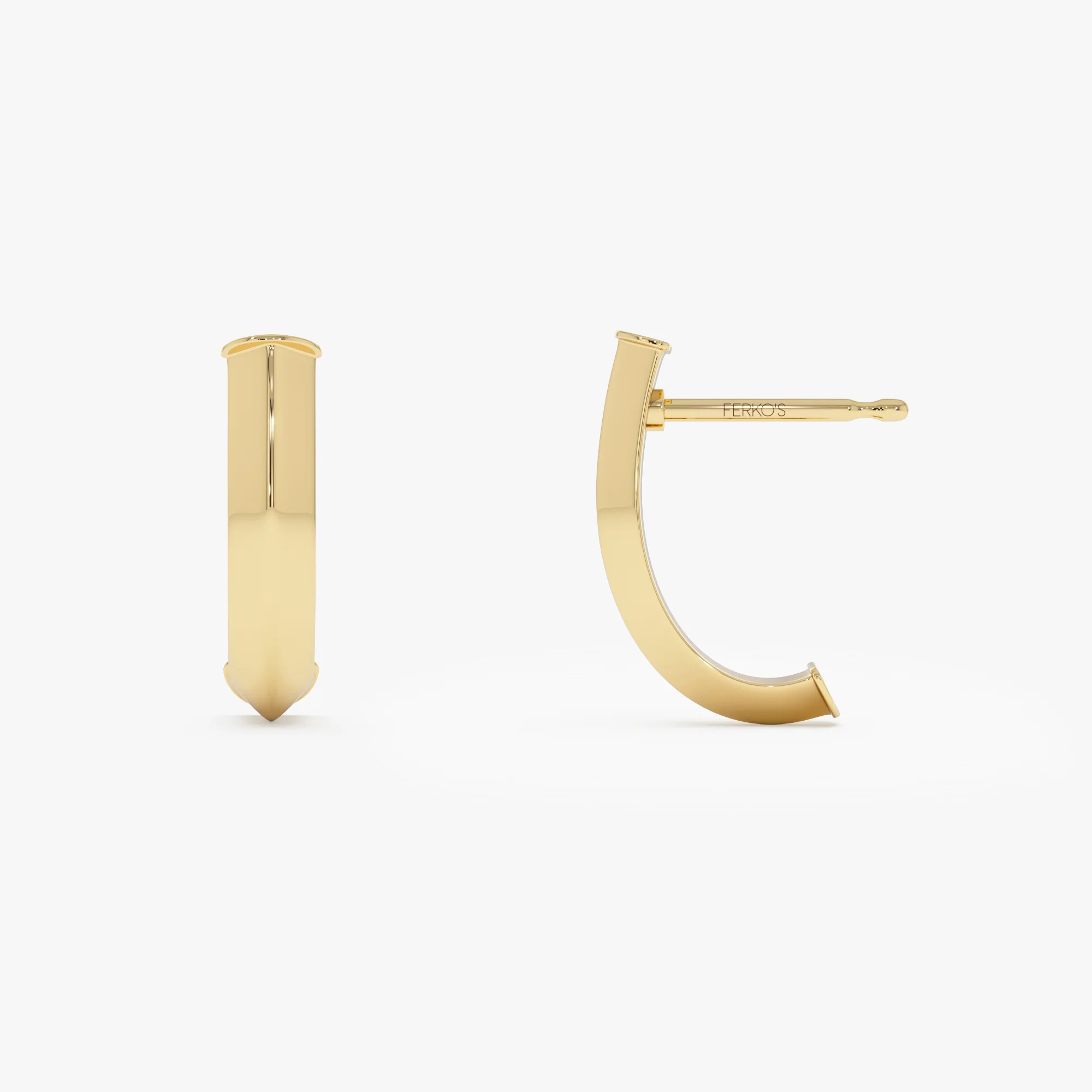 14K Gold Knife Edge Open Hoops - Image 6