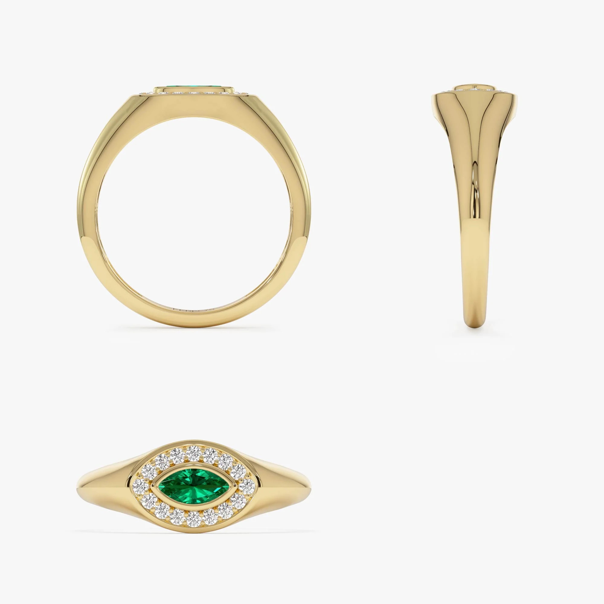 14K Marquise Emerald Halo Setting Ring - Image 10
