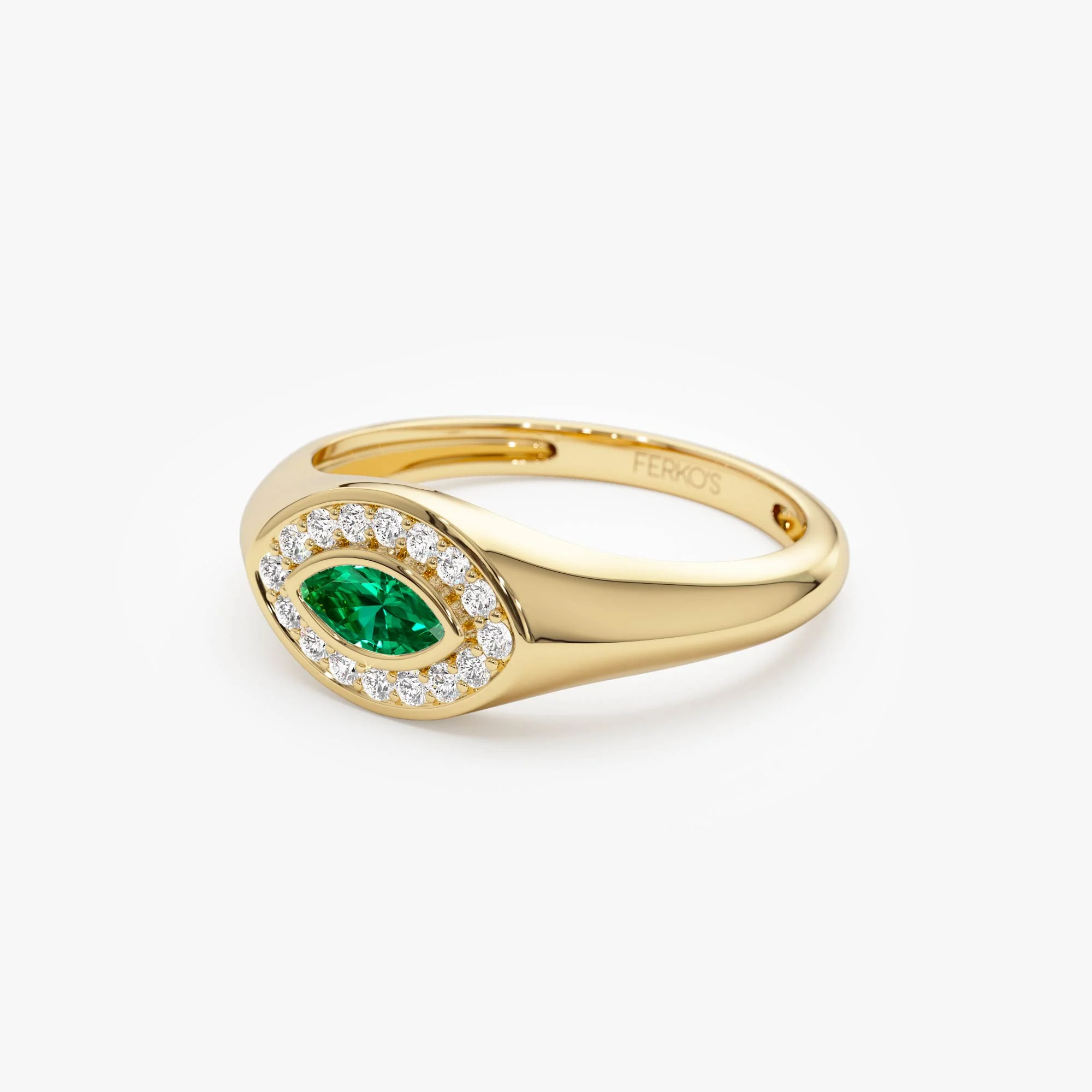 14K Marquise Emerald Halo Setting Ring - Image 9