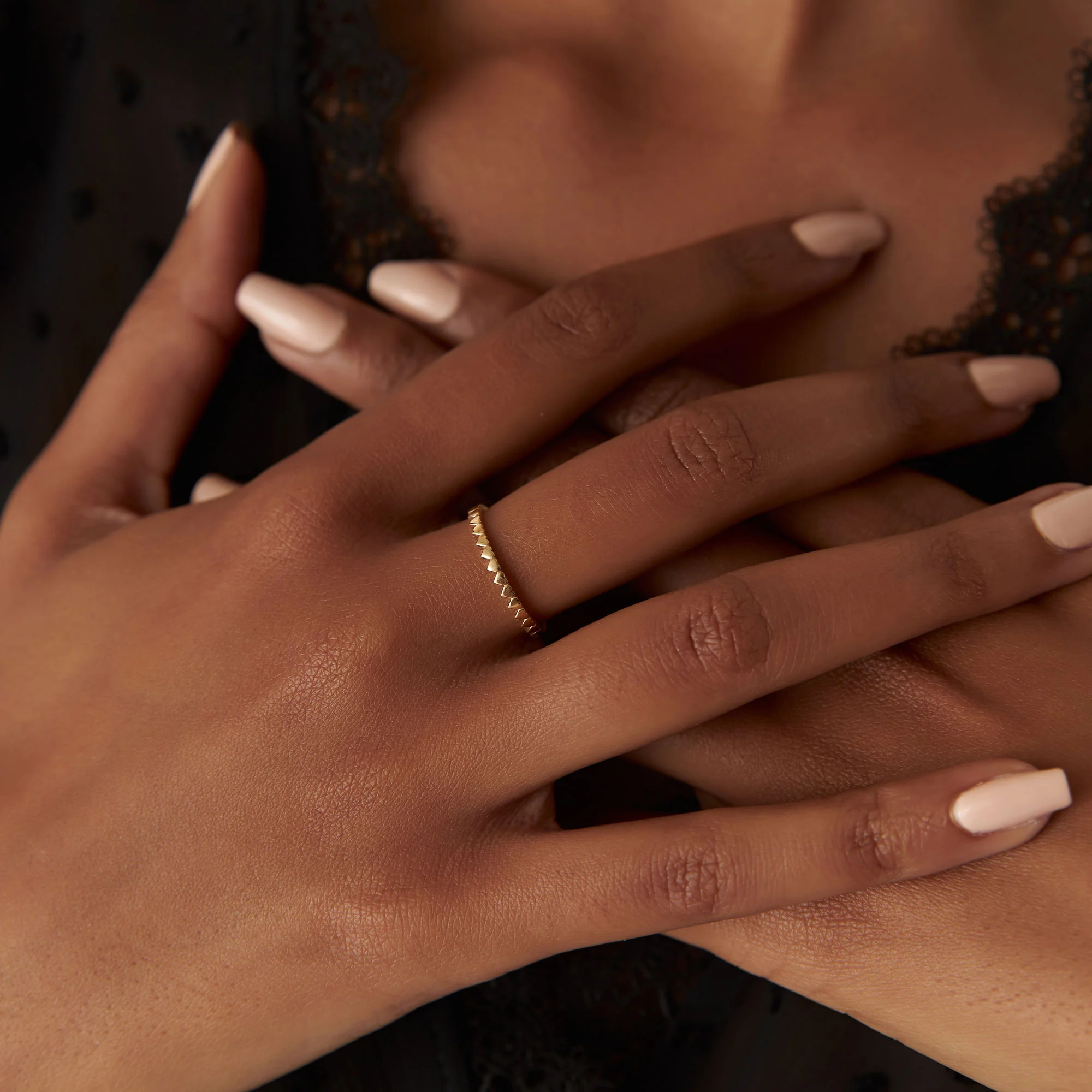 14k Gold Mini Heart Eternity Ring - Image 3