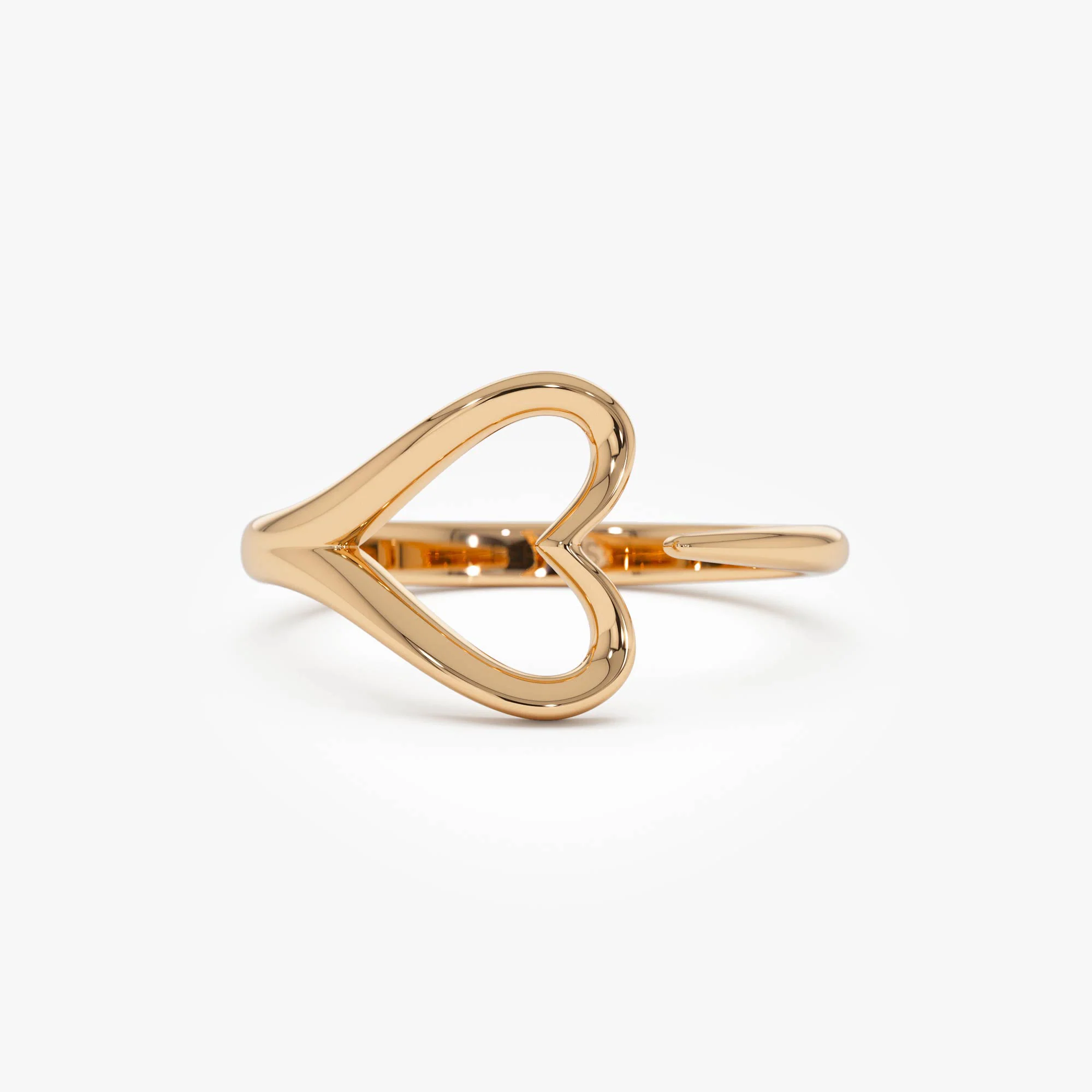 14k Gold Minimalist Heart Outline Band - Image 6