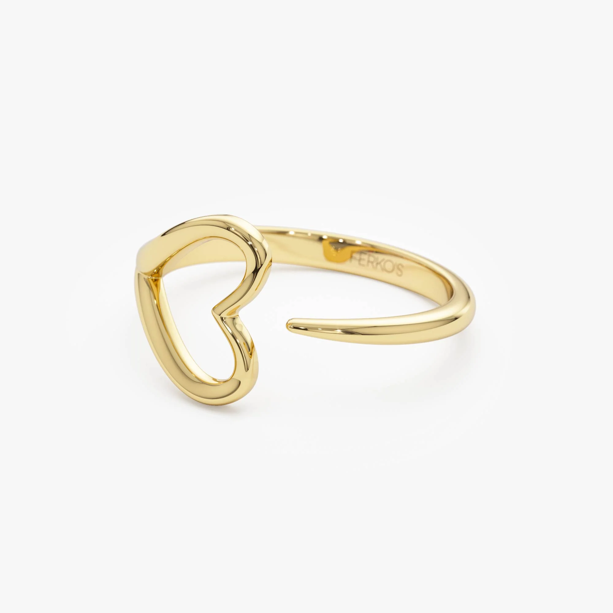 14k Gold Minimalist Heart Outline Band - Image 8
