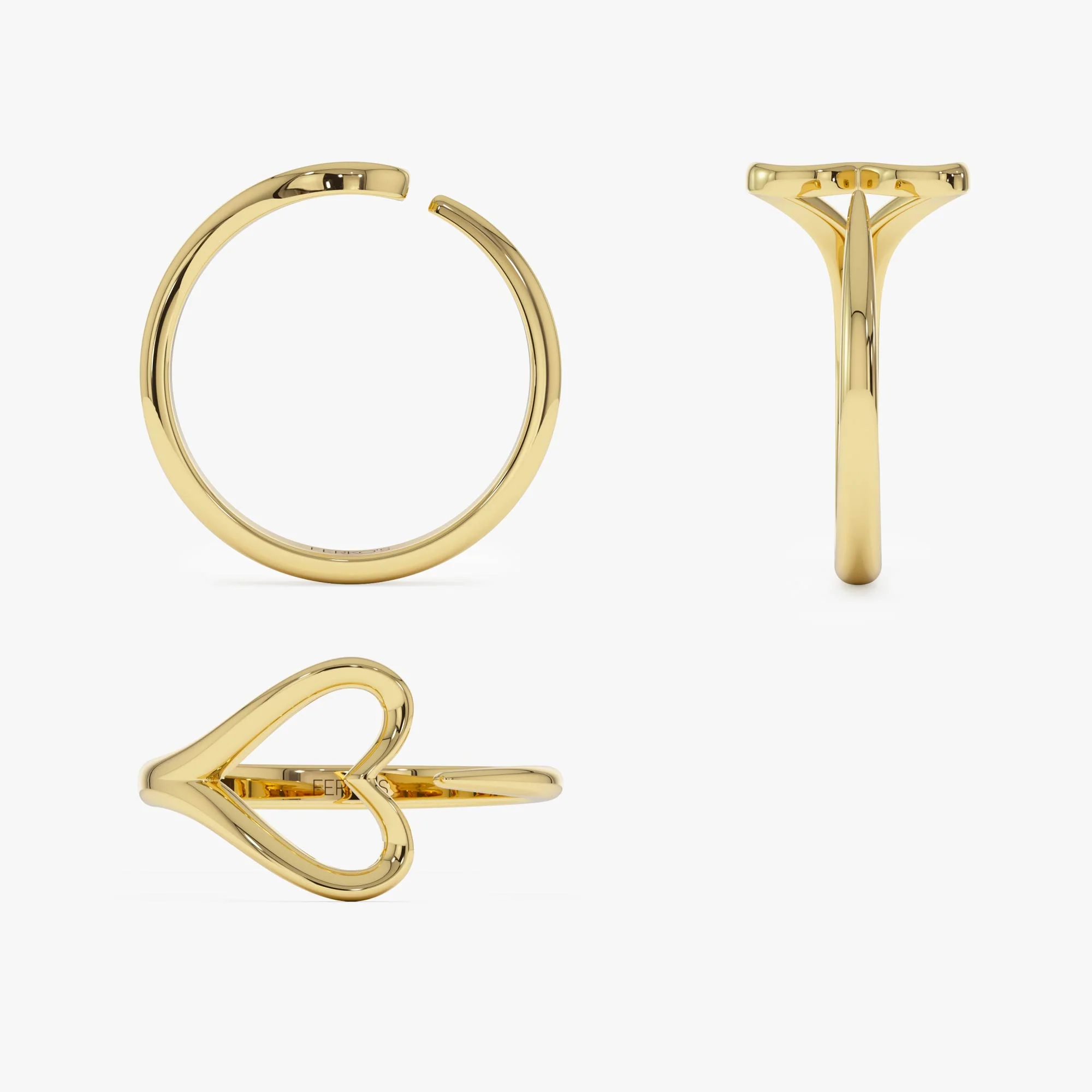 14k Gold Minimalist Heart Outline Band - Image 9