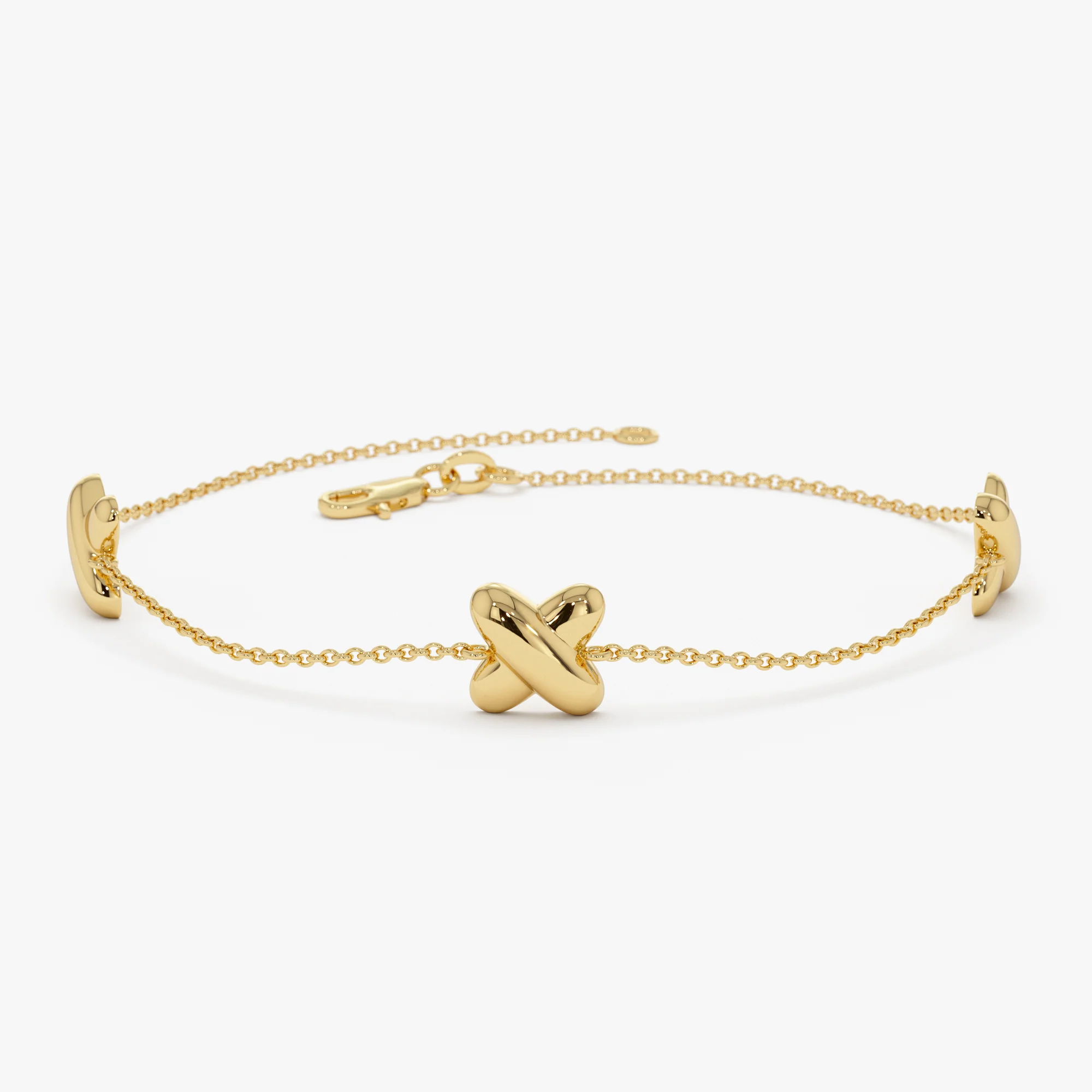 14k Gold Minimalist X Station Bracelet